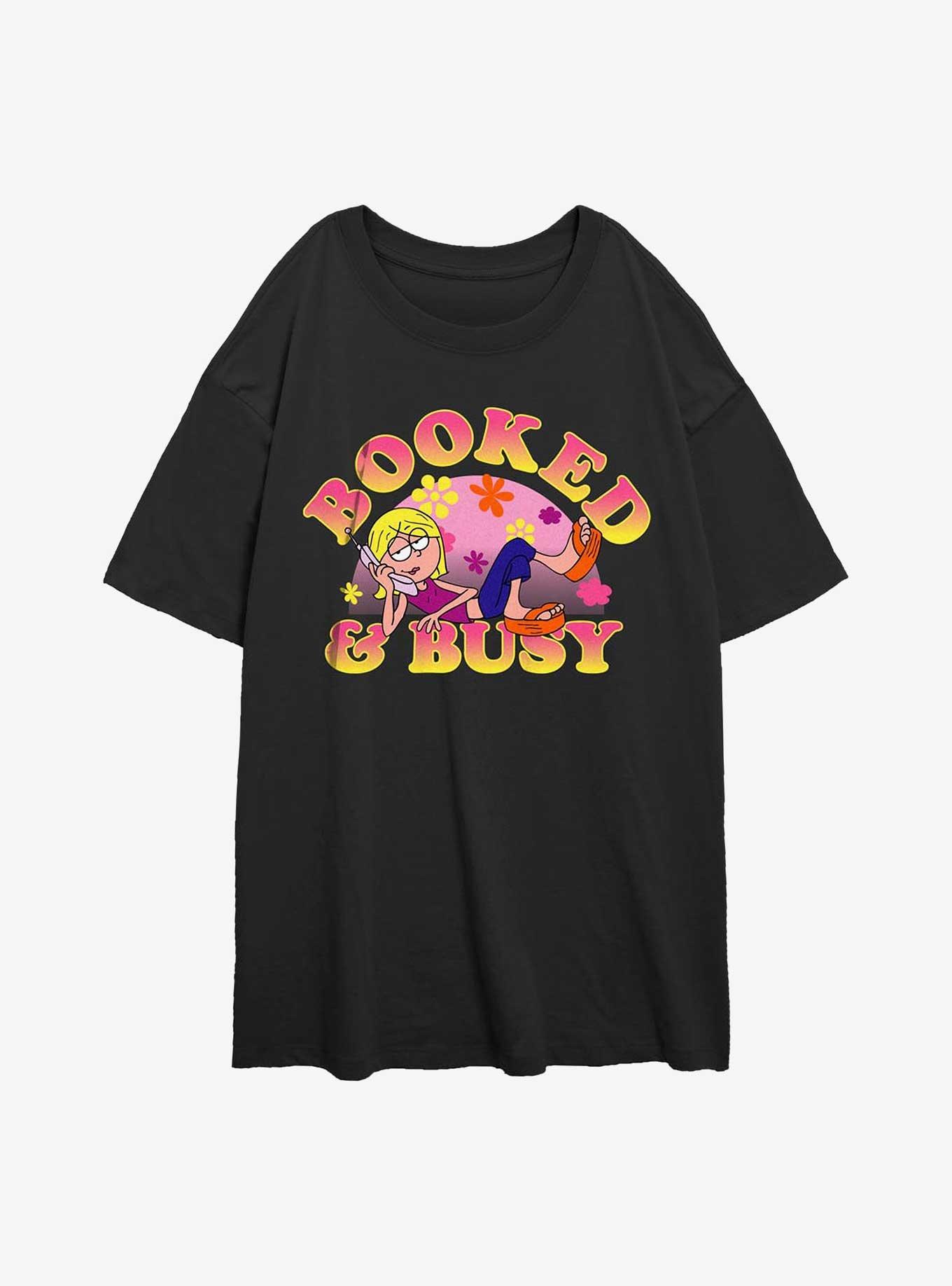 Disney Lizzie McGuire Booked & Busy Womens Oversized T-Shirt, BLACK, hi-res