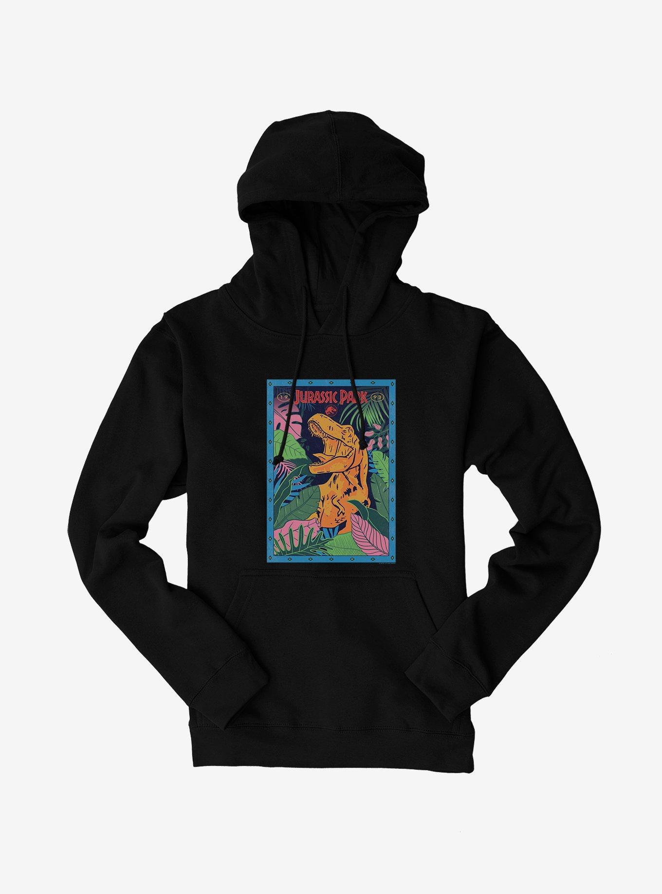 Jurassic Park Retro Jungle Poster Hoodie, , hi-res