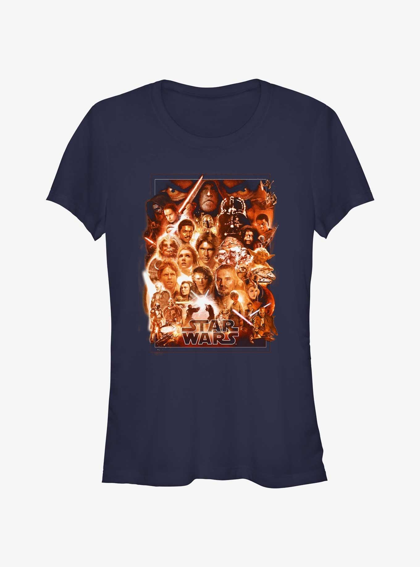 Star Wars Mish Mash Of Characters Girls T-Shirt, NAVY, hi-res
