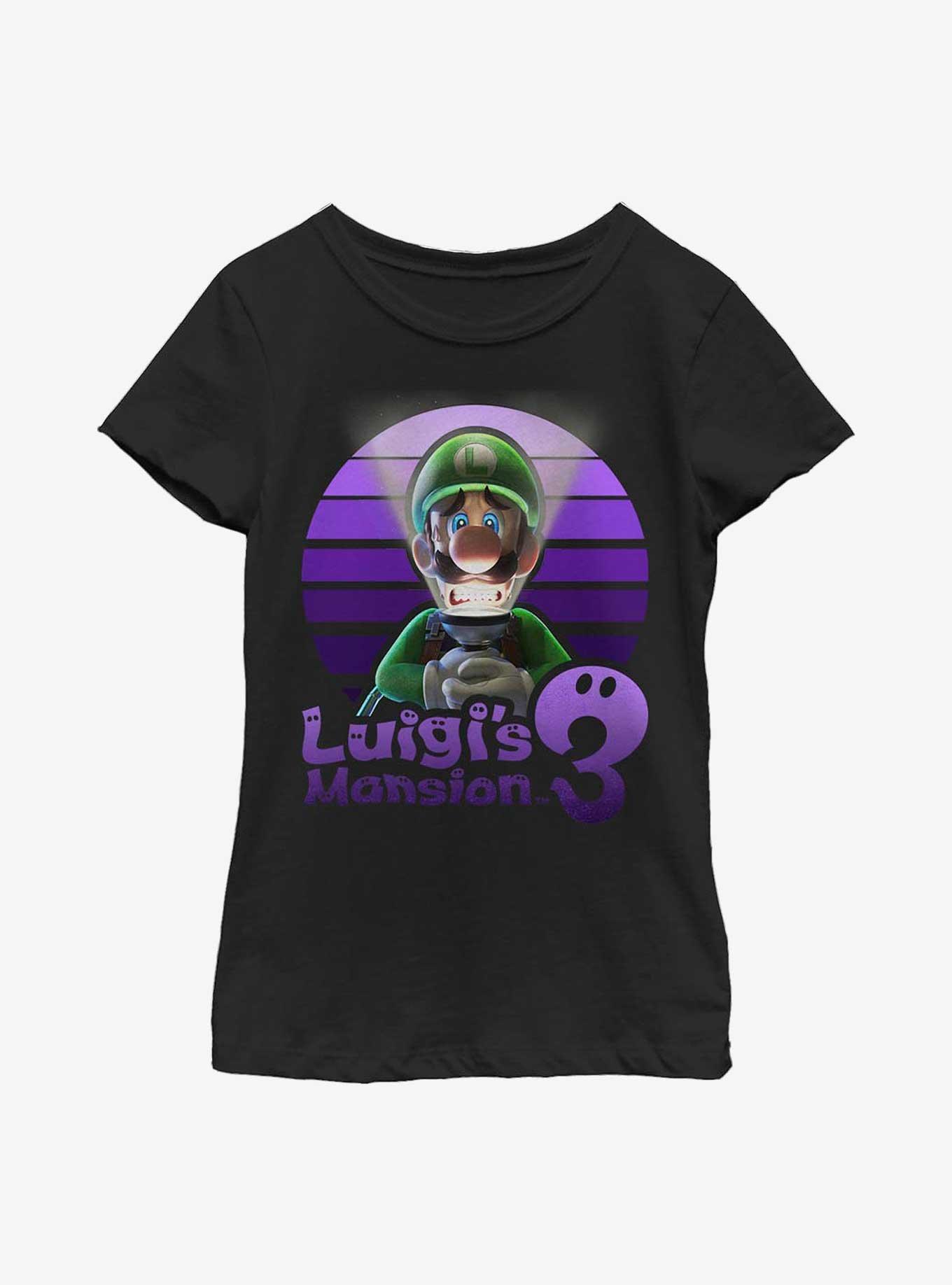 Nintendo Luigi's Mansion 3 Scared Luigi Youth Girls T-Shirt, BLACK, hi-res