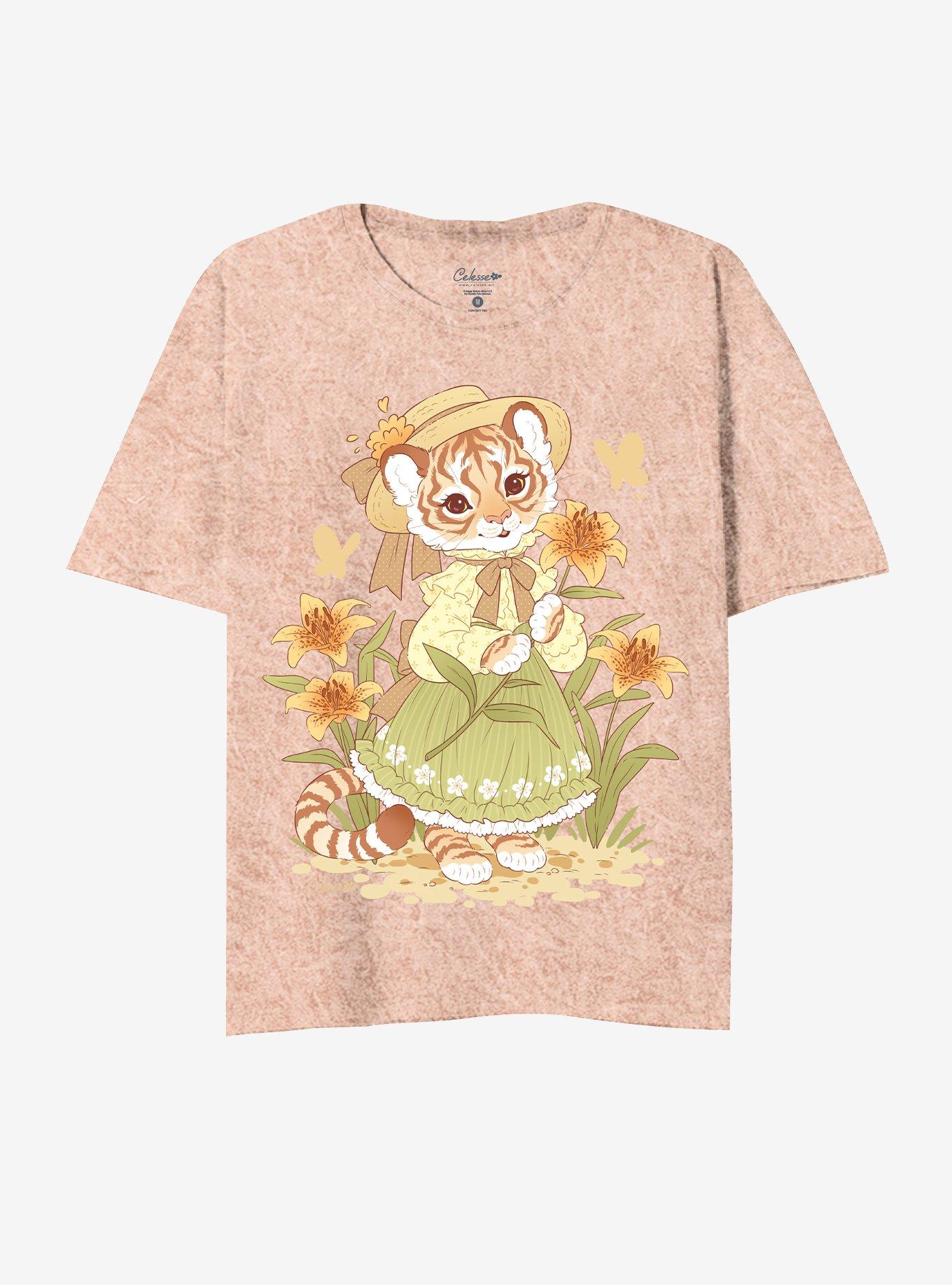 Tiger Flower Girl Tie-Dye Relaxed Fit Girls T-Shirt By Little Celesse, , hi-res
