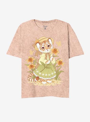 Tiger Flower Girl Tie-Dye Relaxed Fit Girls T-Shirt By Little