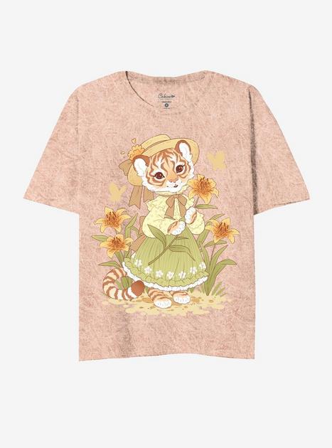 BABYLFoxesGirlsT-Shirt JLサイズHOTTOPIC Tiger Flower Girl Tie-Dye Relaxed Fit Girls T-Shirt By Little