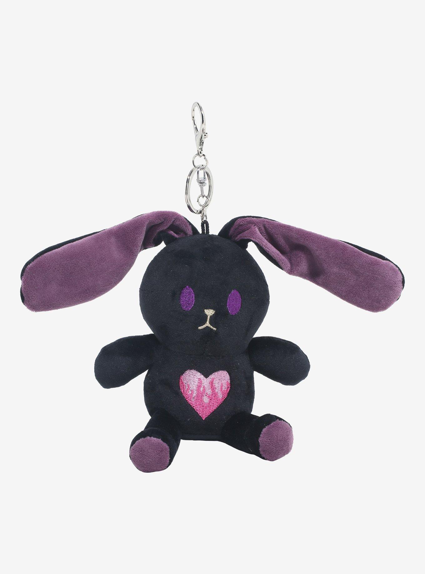 Black & Purple Bunny Plush Key Chain, , hi-res