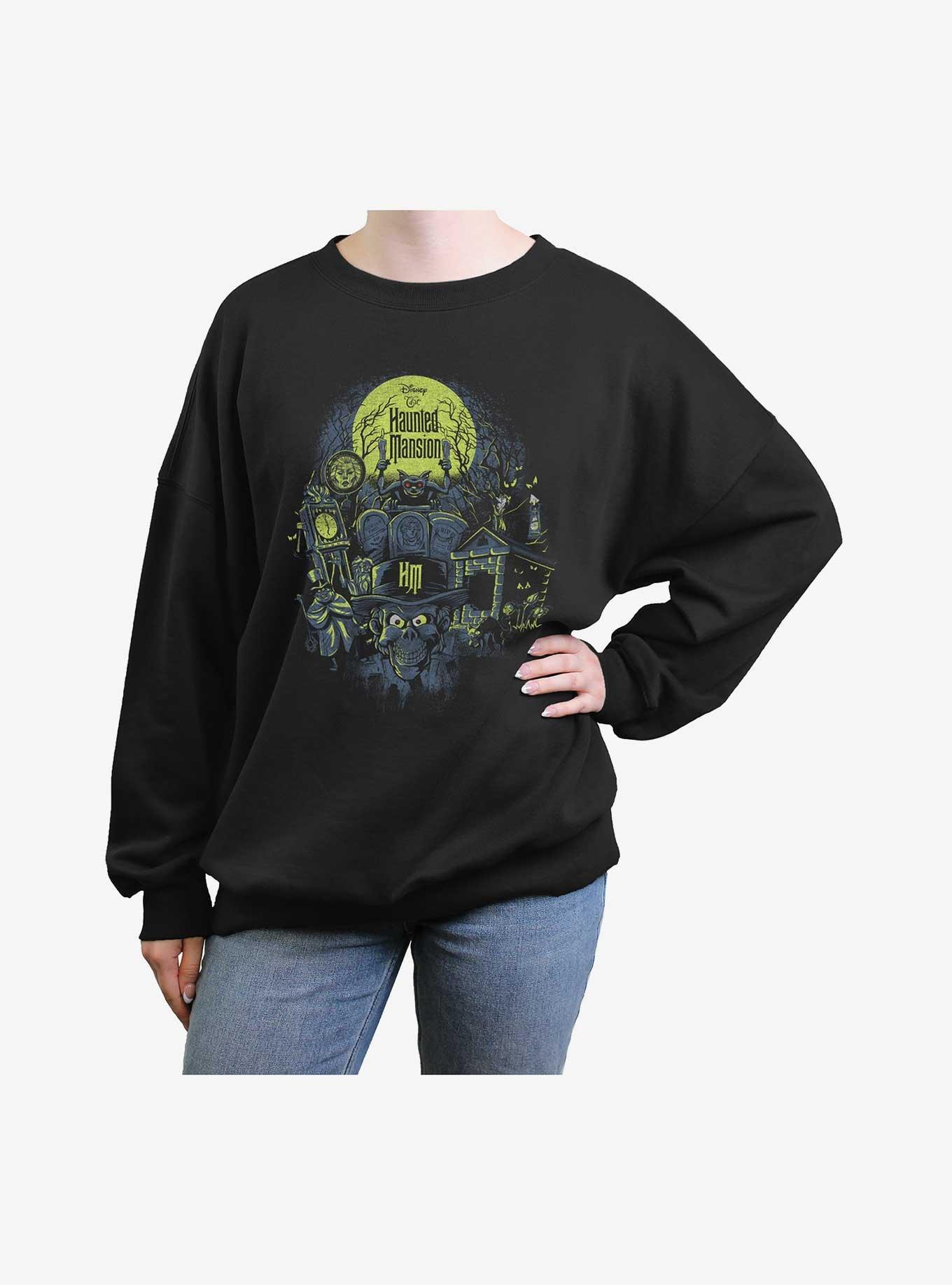 Haunted Mansion Haunted Montage Girls Oversized Sweatshirt, BLACK, hi-res