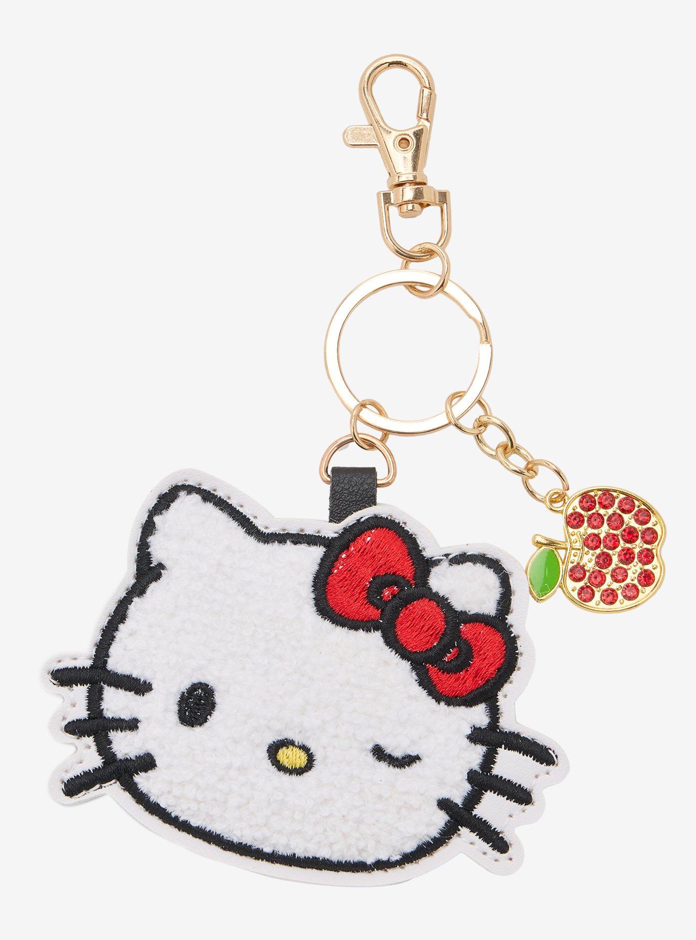Hello Kitty Chenille Patch Rhinestone Apple Bag Charm, , hi-res