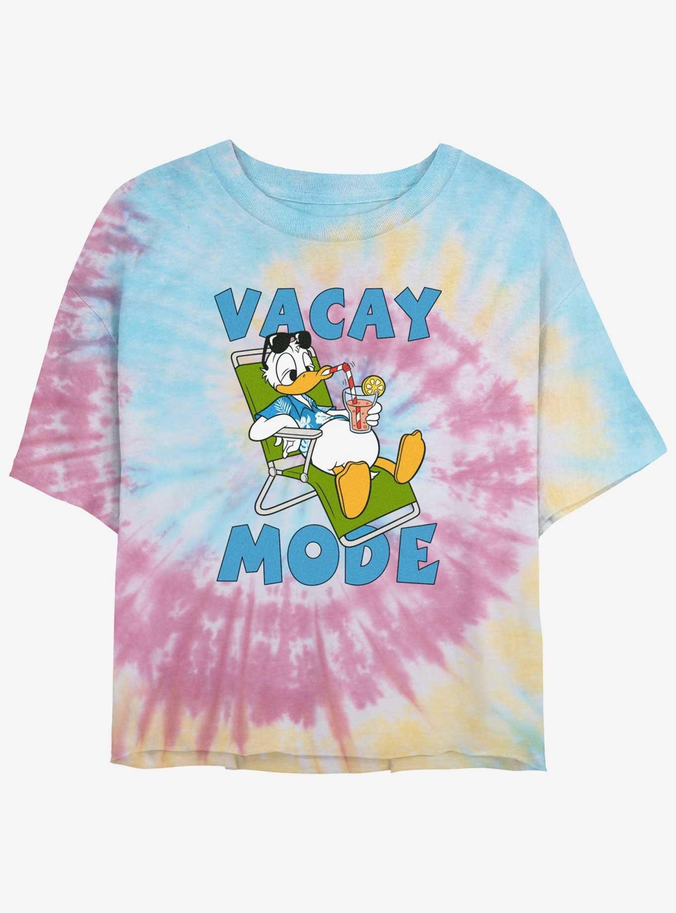 Disney Donald Duck Vacay Mode Girls Tie-Dye Crop T-Shirt, , hi-res