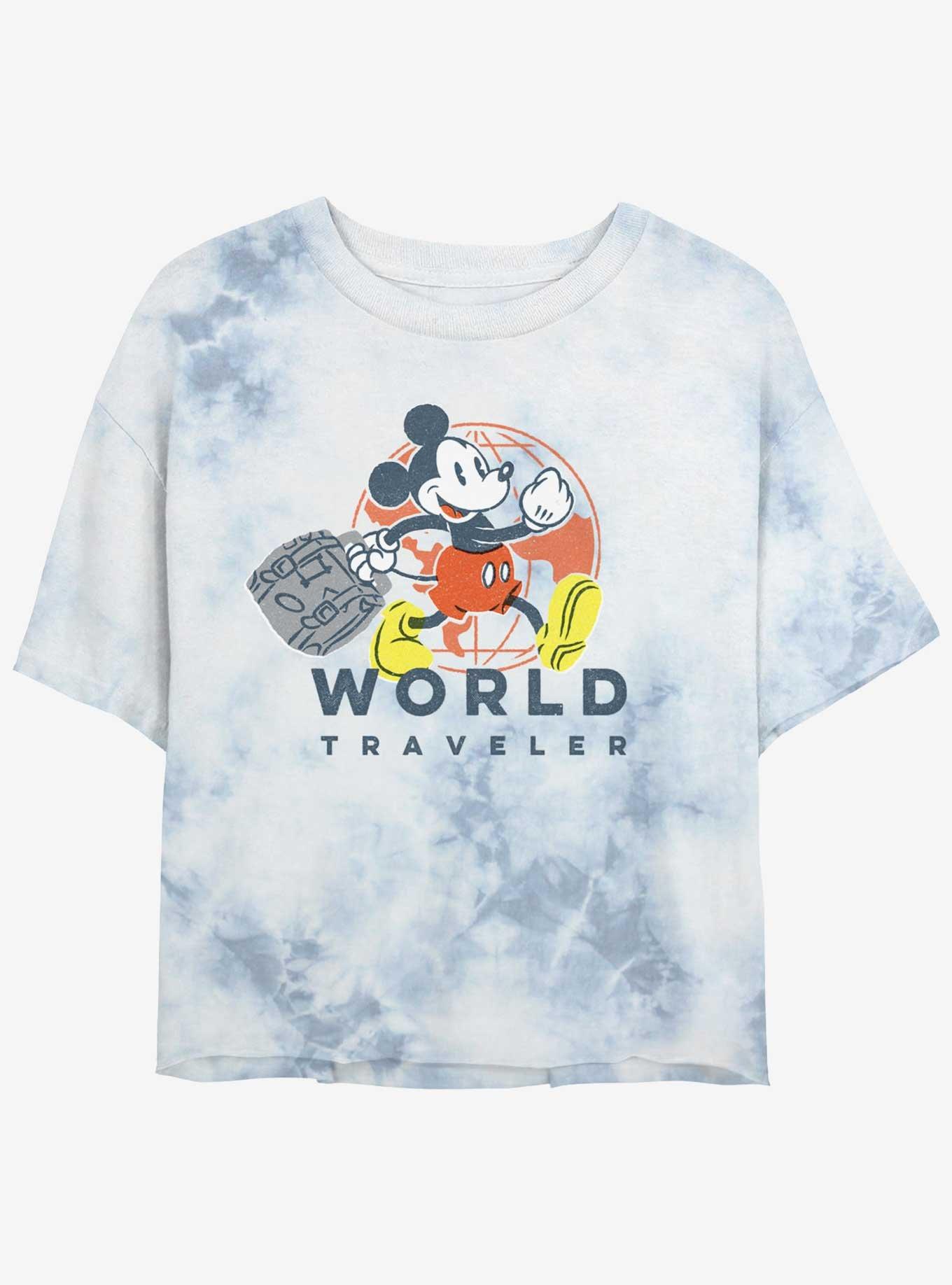 Disney Mickey Mouse World Traveler Girls Tie-Dye Crop T-Shirt, , hi-res