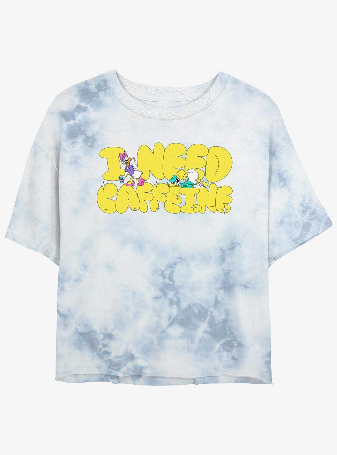 Disney Daisy Duck & Donald Duck I Need Caffeine Girls Tie-Dye Crop T-Shirt