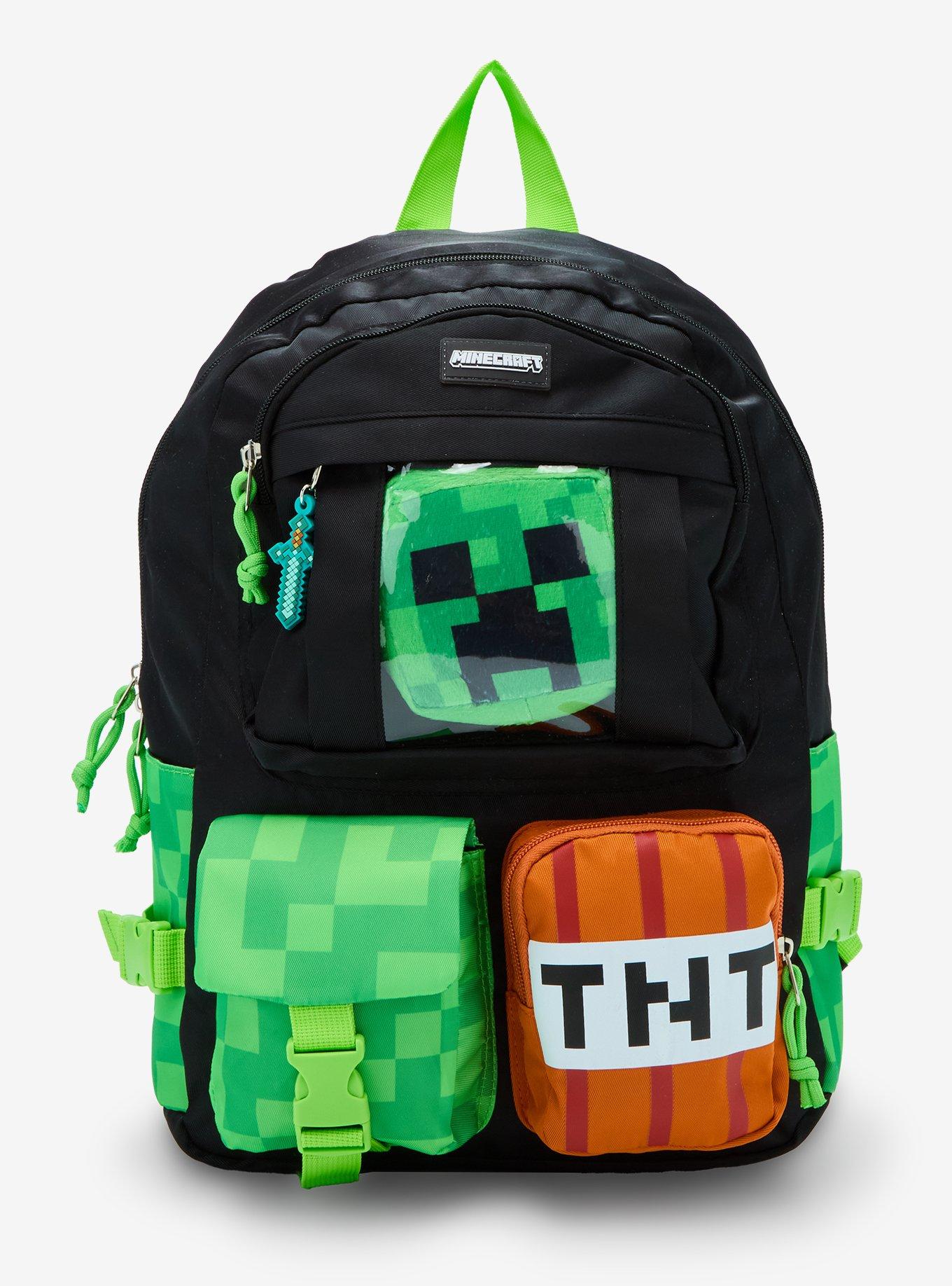 Minecraft Plush Creeper Multi Pocket Backpack, , hi-res