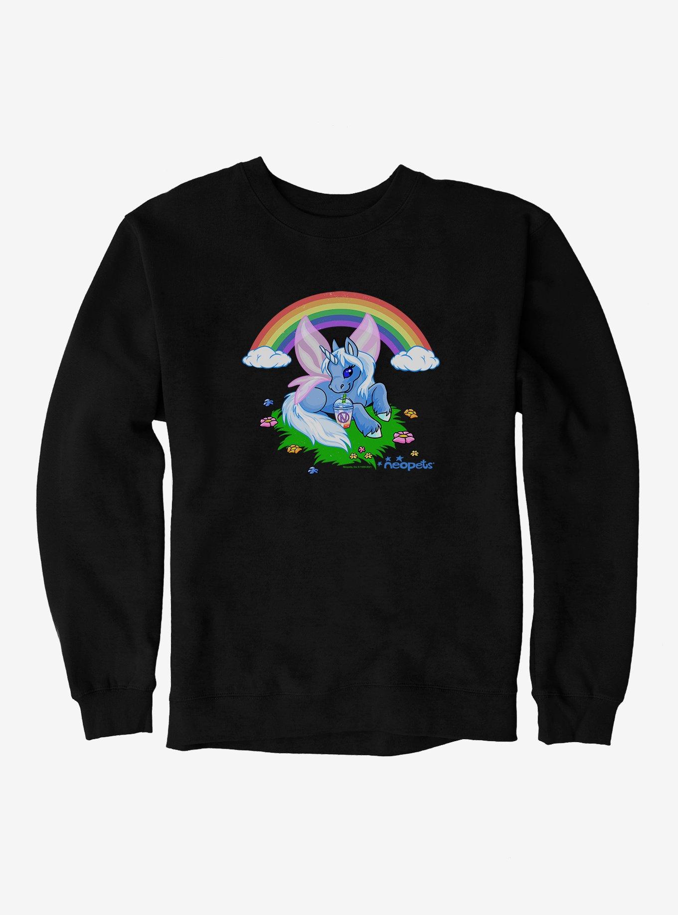 Neopets Happy Unicorn Sweatshirt, BLACK, hi-res