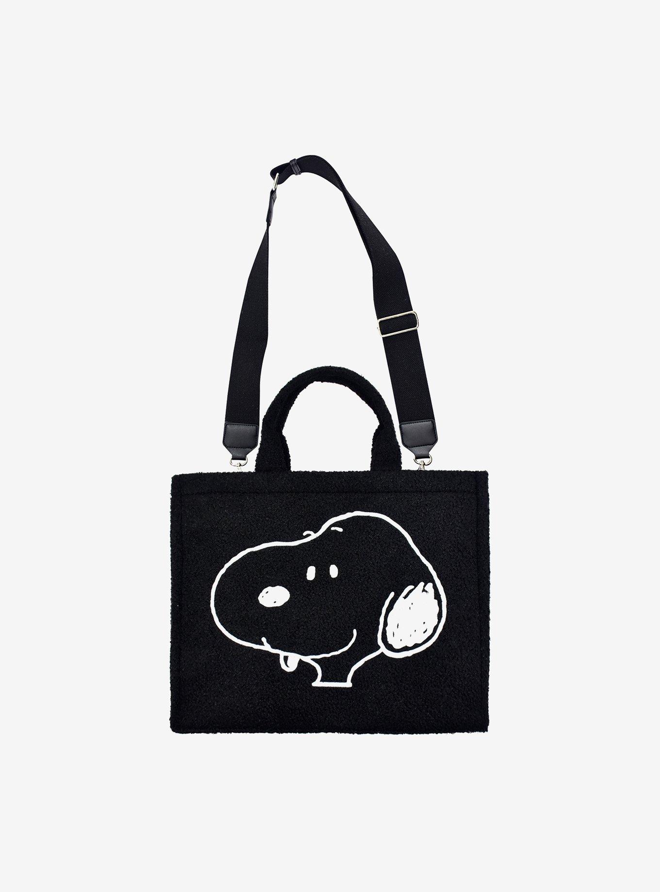 FUL Peanuts Snoopy Black Sherpa Tote Bag with Trolley Strap, , hi-res