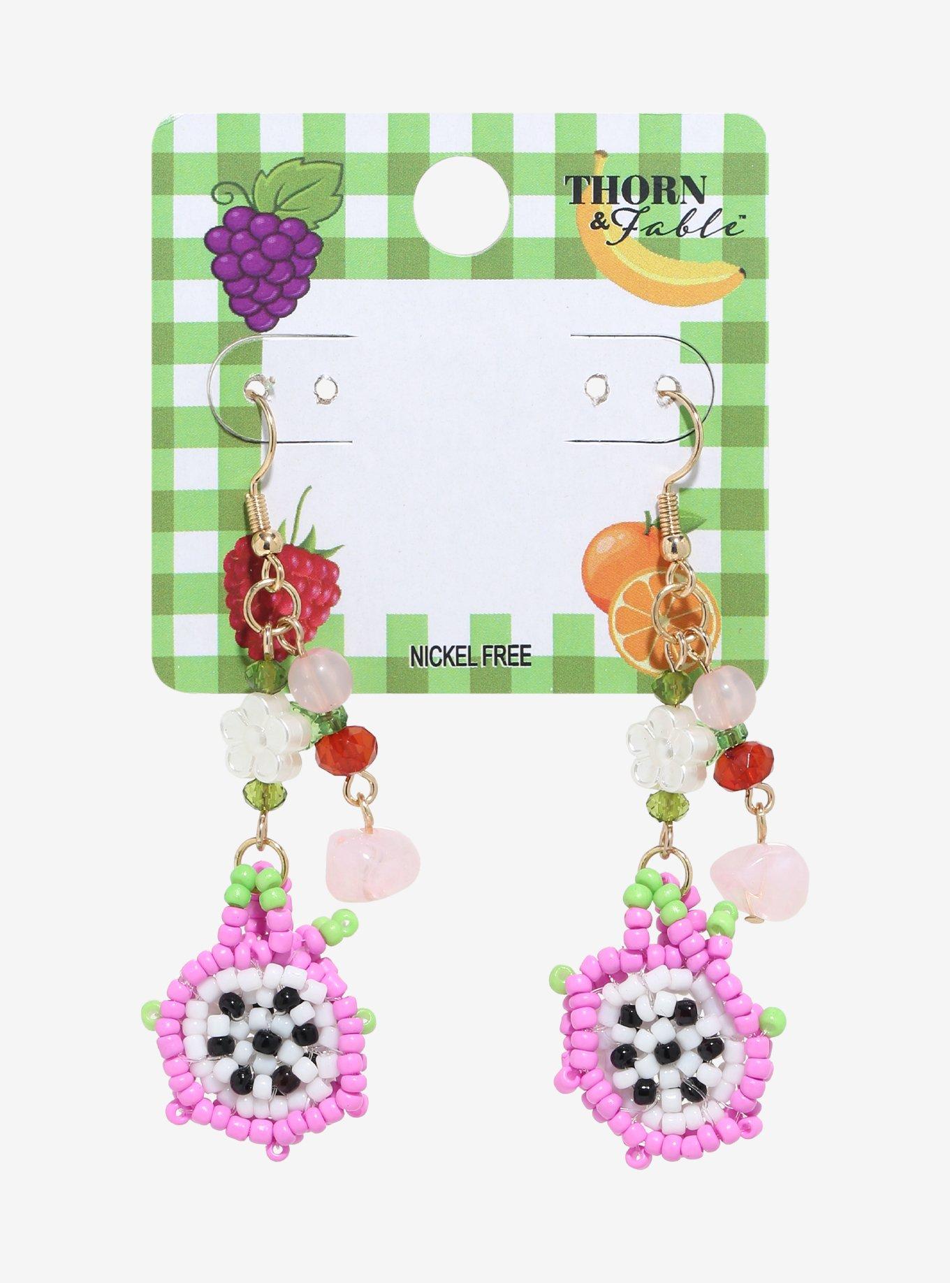 Thorn & Fable Dragon Fruit Bead Drop Earrings, , hi-res
