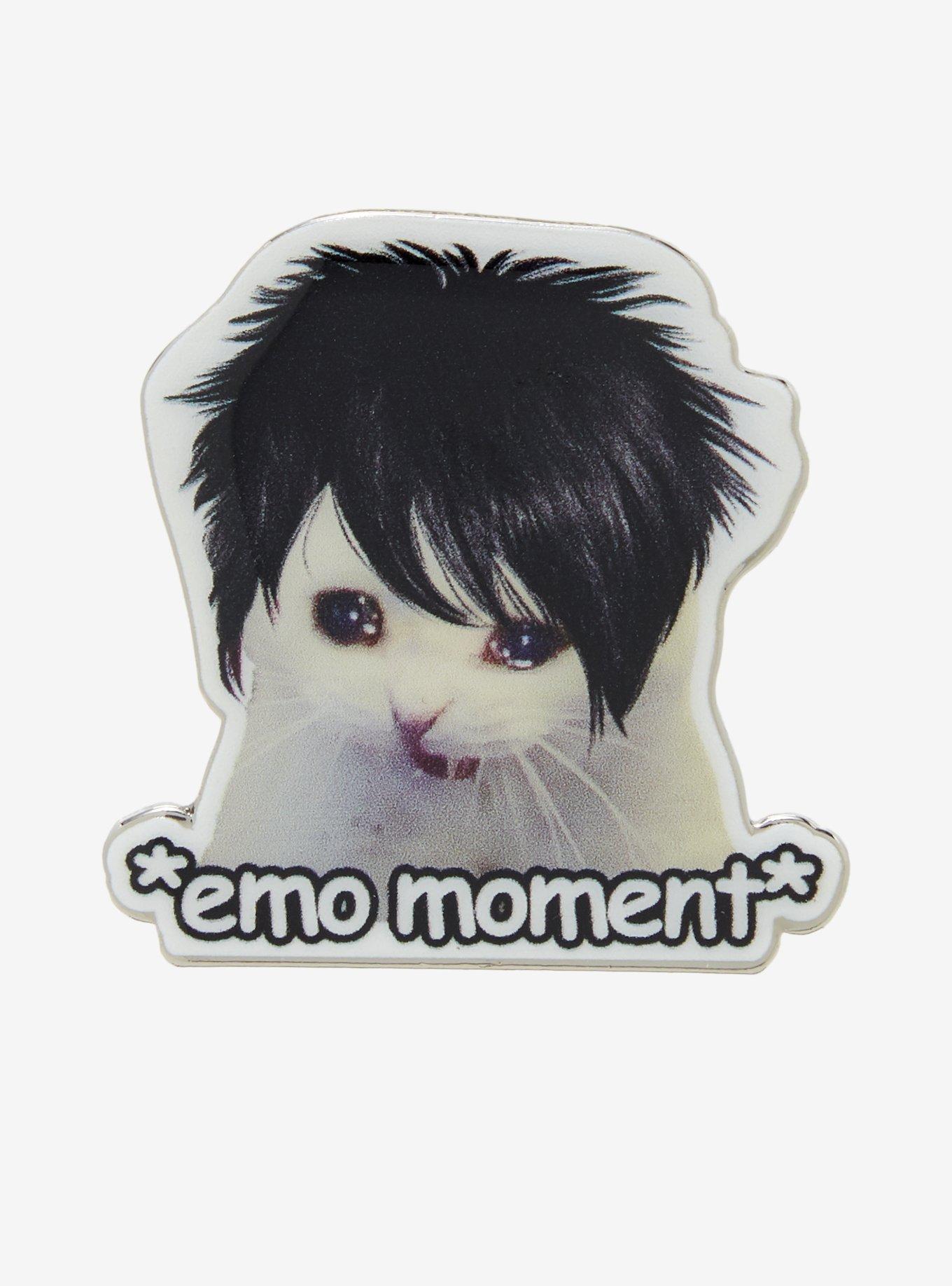 Cat Emo Moment Enamel Pin, , hi-res