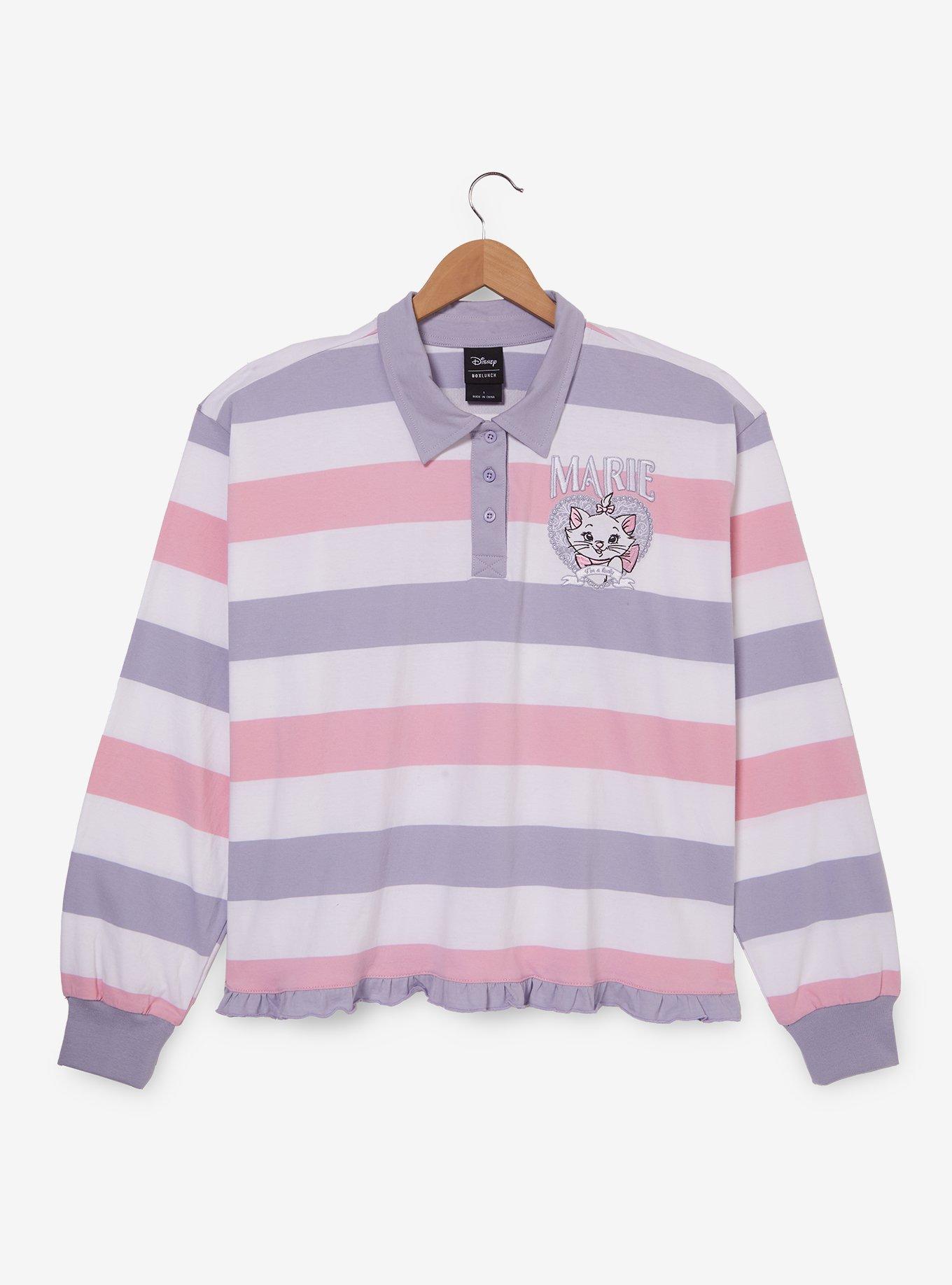 Disney The Aristocats Marie Striped Women's Plus Size Cropped Long Sleeve T-Shirt - BoxLunch Exclusive, , hi-res