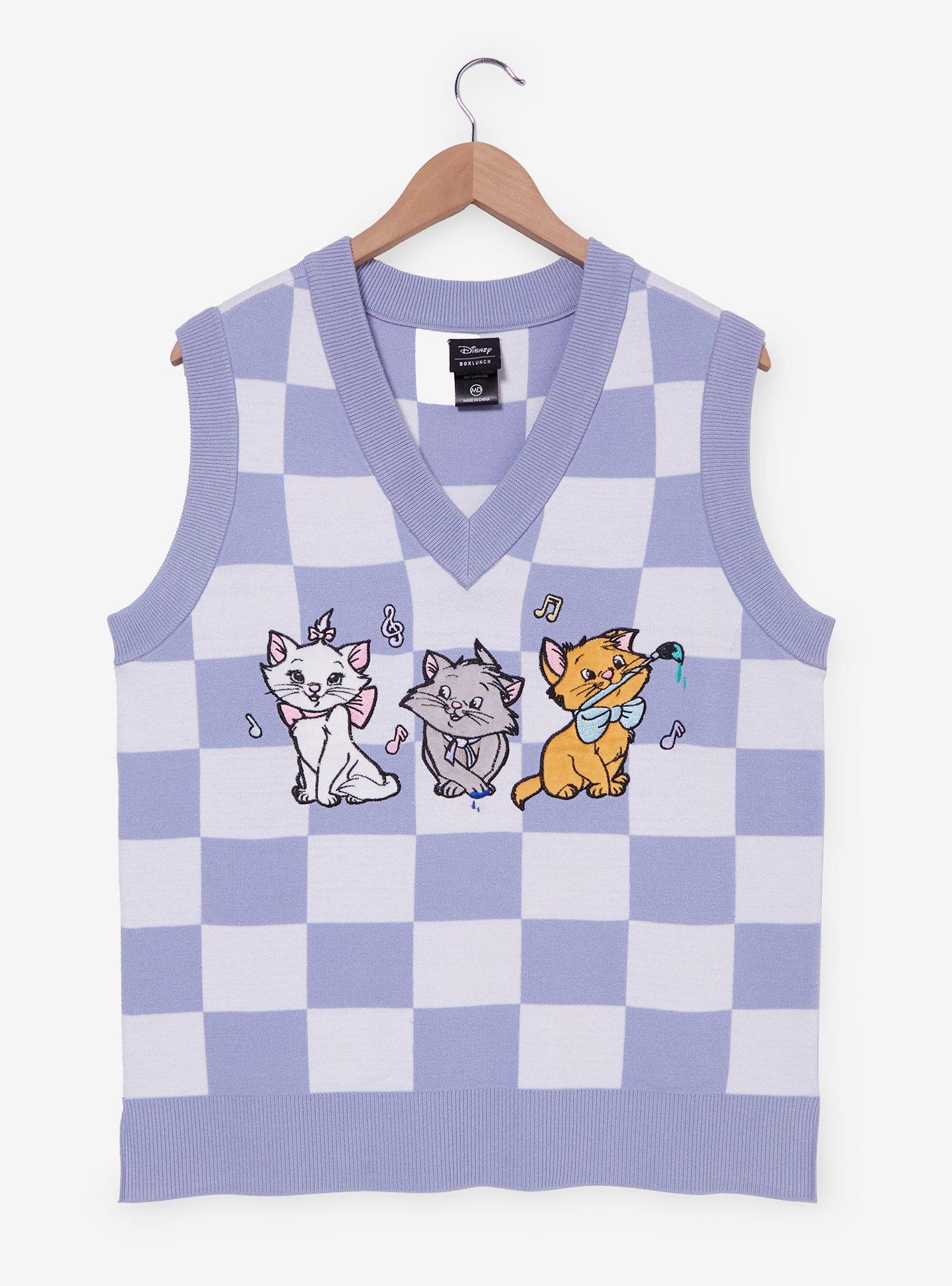 Disney The Aristocats Kittens Checkered Women's Sweater Vest - BoxLunch Exclusive, , hi-res