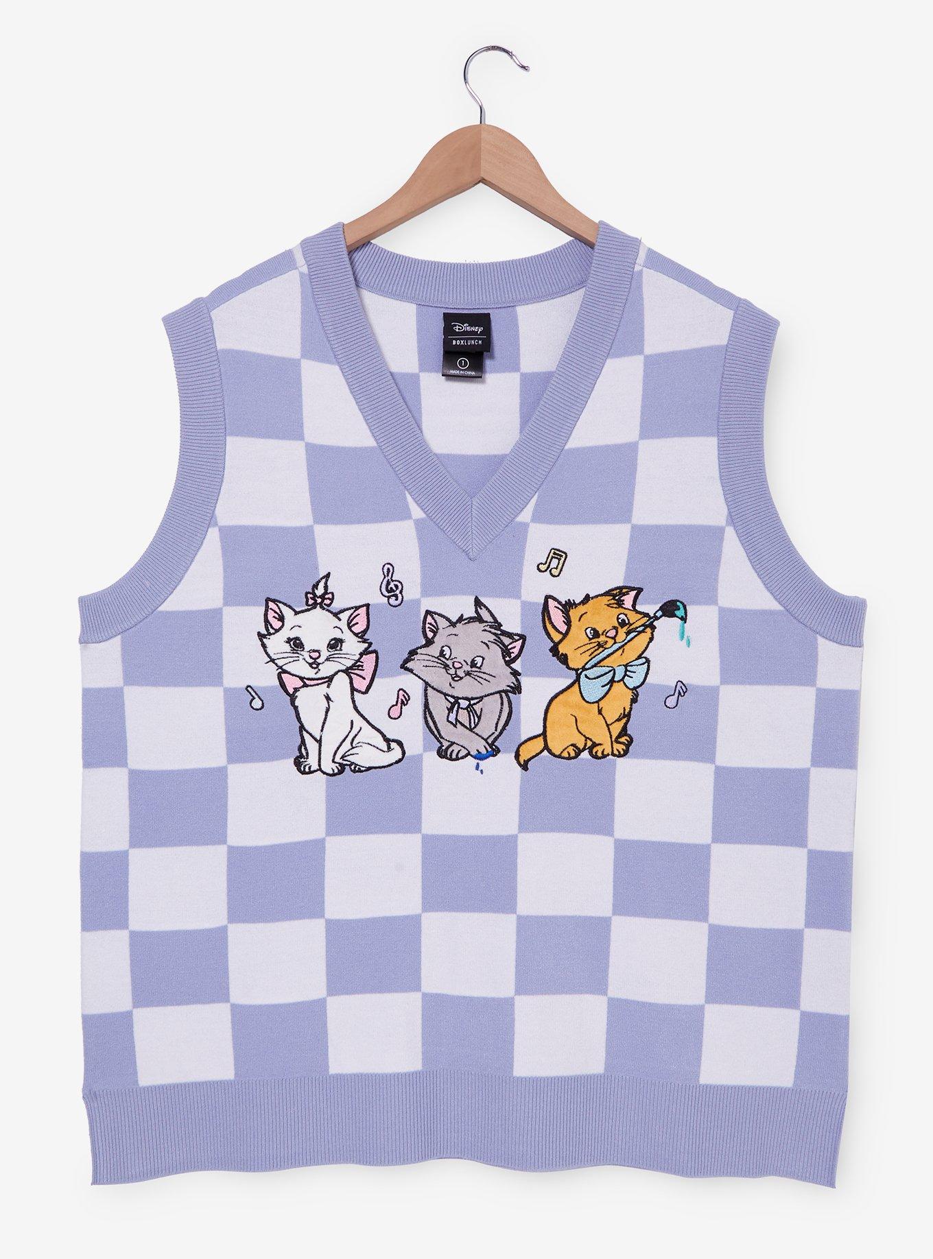 Disney The Aristocats Kittens Checkered Women's Plus Size Sweater Vest - BoxLunch Exclusive, , hi-res