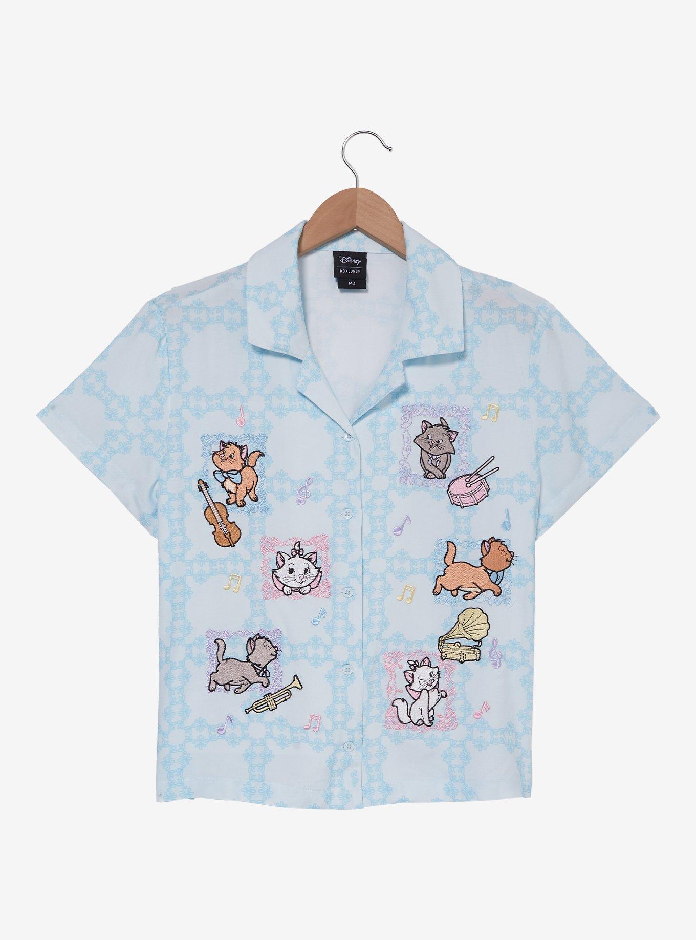 Disney The Aristocats Kittens & Instruments Woven Women's Cropped Button-Up - BoxLunch Exclusive, , hi-res