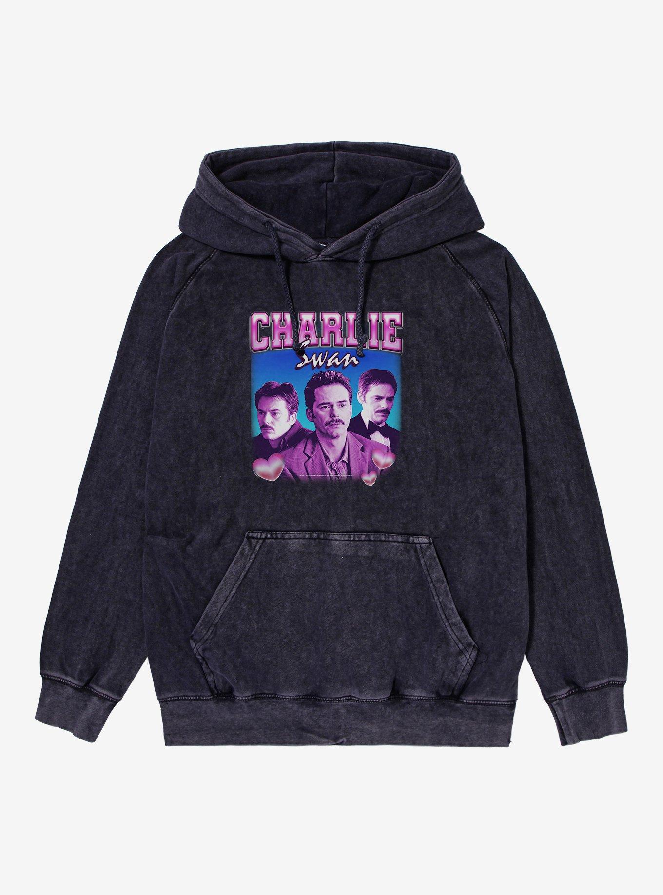 Twilight Charlie Swan Retro Style Portrait Mineral Wash Hoodie, , hi-res