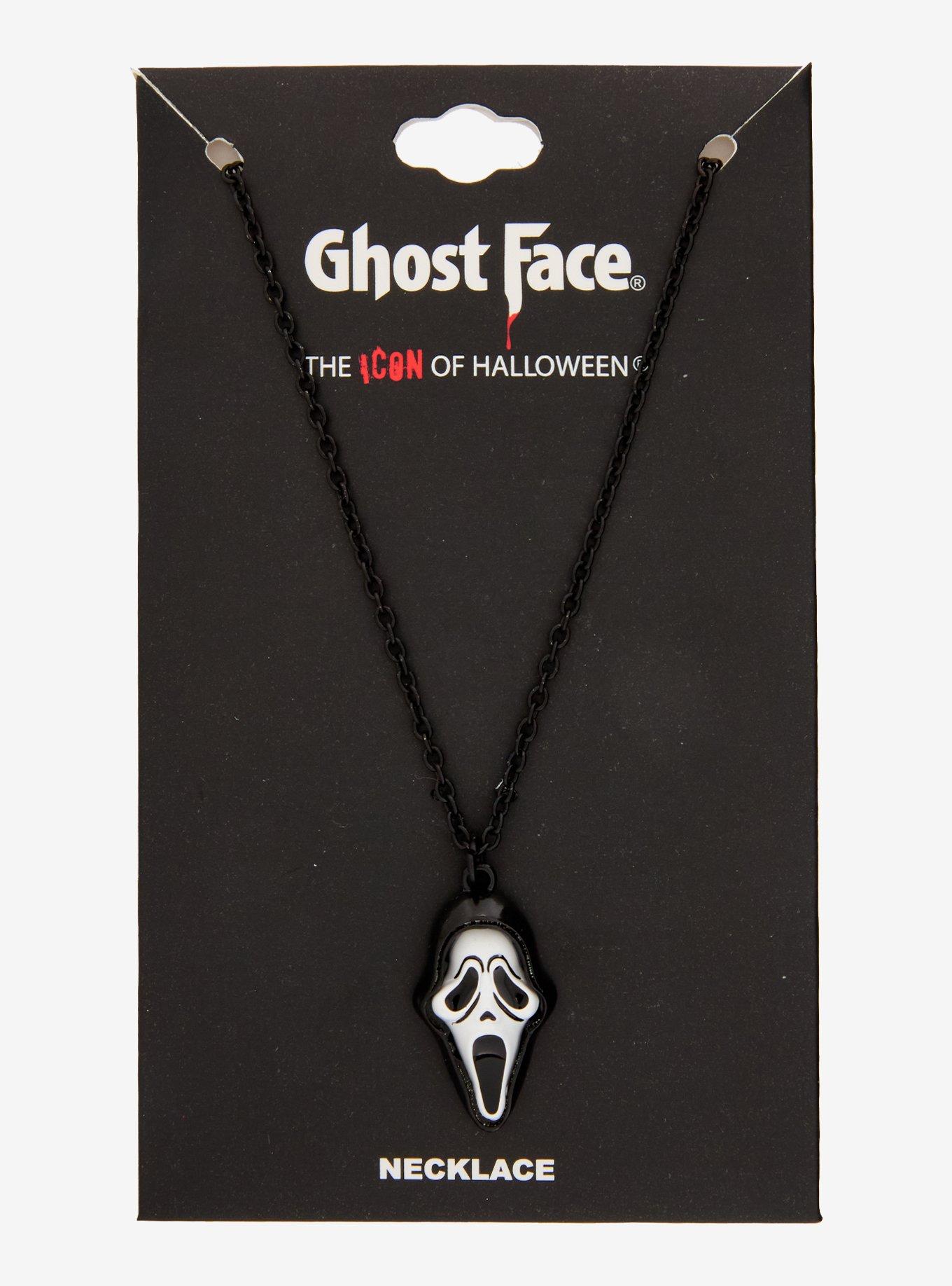 Ghost Face Mask Figural Pendant Necklace, , hi-res
