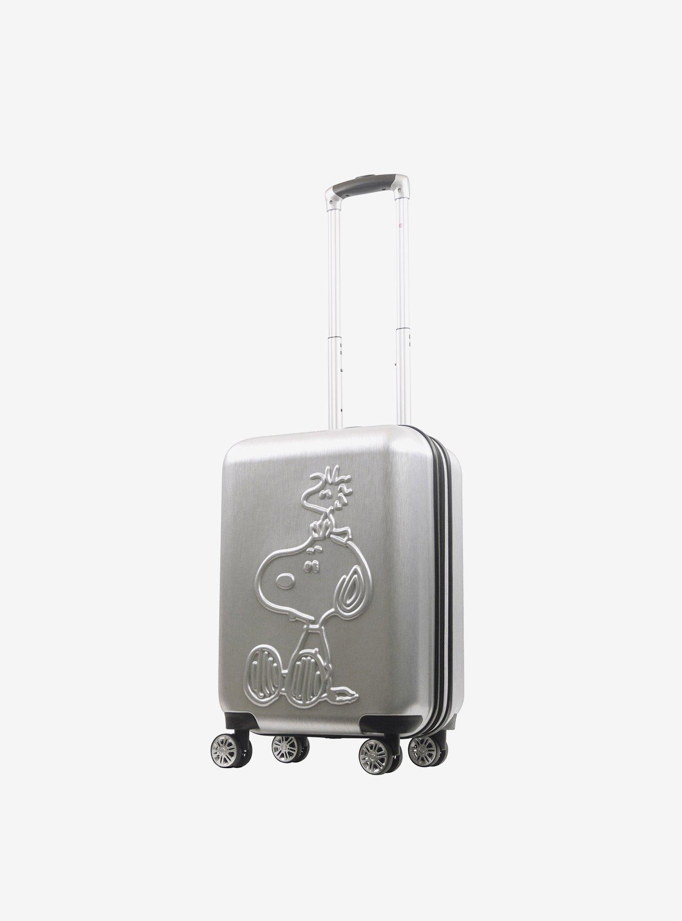 FUL Peanuts Snoopy & Woodstock Embossed Carry-On Luggage Silver, , hi-res