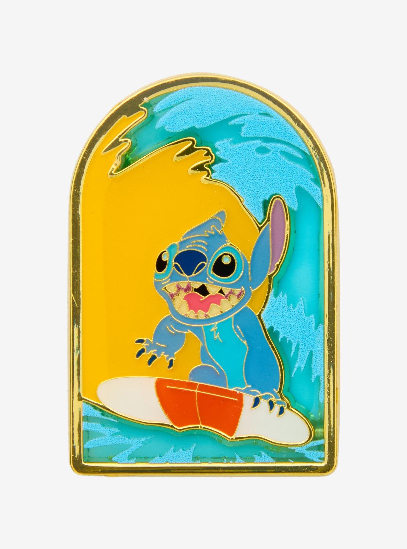 Loungefly Disney Lilo & Stitch Surfing Stitch Stained Glass Enamel Pin - BoxLunch Exclusive, , hi-res