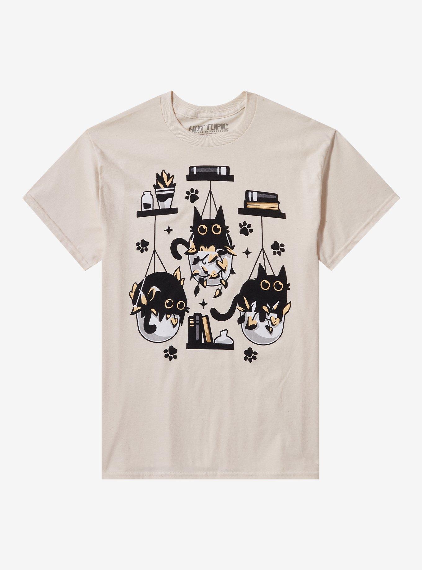 Black Cat Plants T-Shirt By Snouleaf, , hi-res