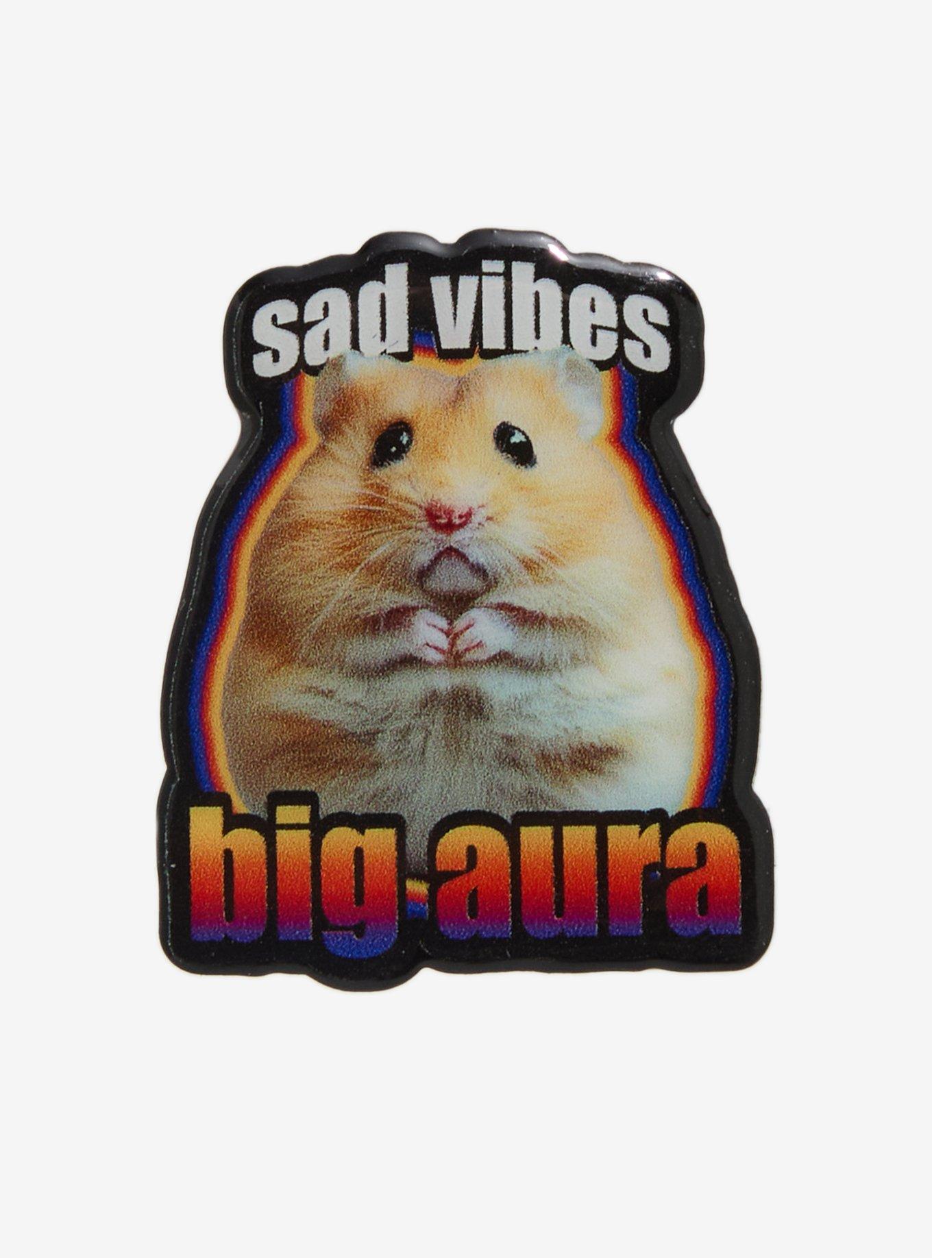 Sad Vibes Big Aura Hamster Enamel Pin, , hi-res