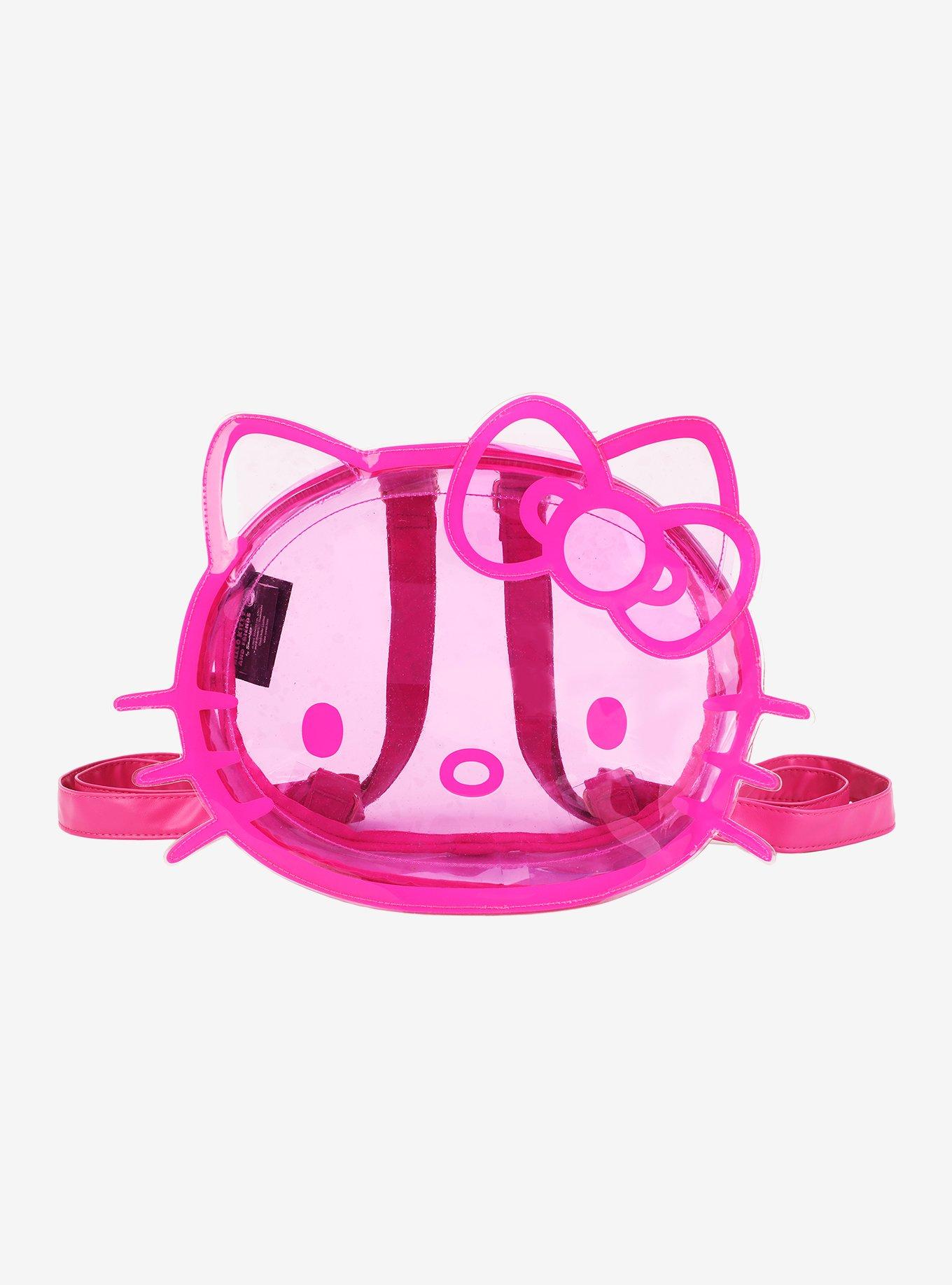 Hello Kitty Face Pink Transparent Figural Mini Backpack, , hi-res