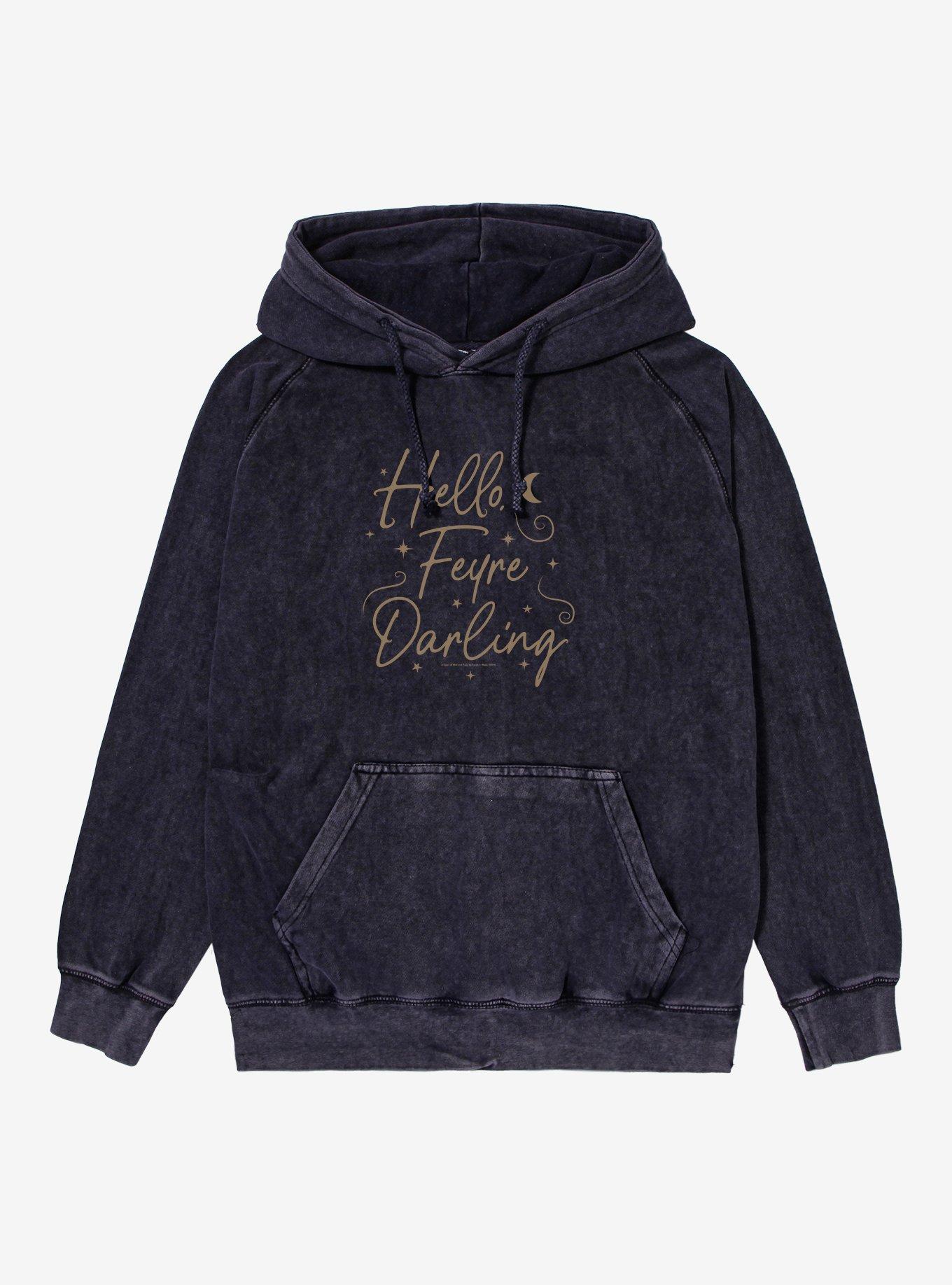 A Court Of Thorns And Roses Hello Feyre Darling Mineral Wash Hoodie, BLACK MINERAL WASH, hi-res