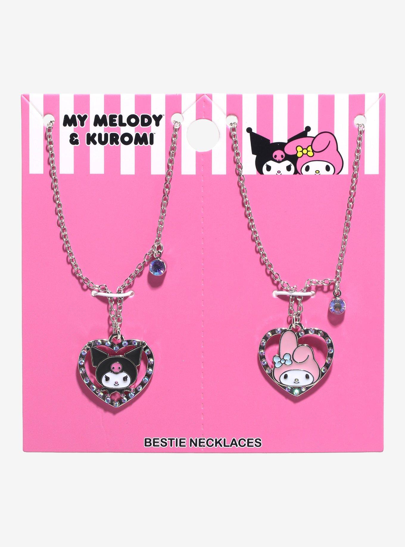 My Melody & Kuromi Bling Heart Best Friend Necklace Set, , hi-res