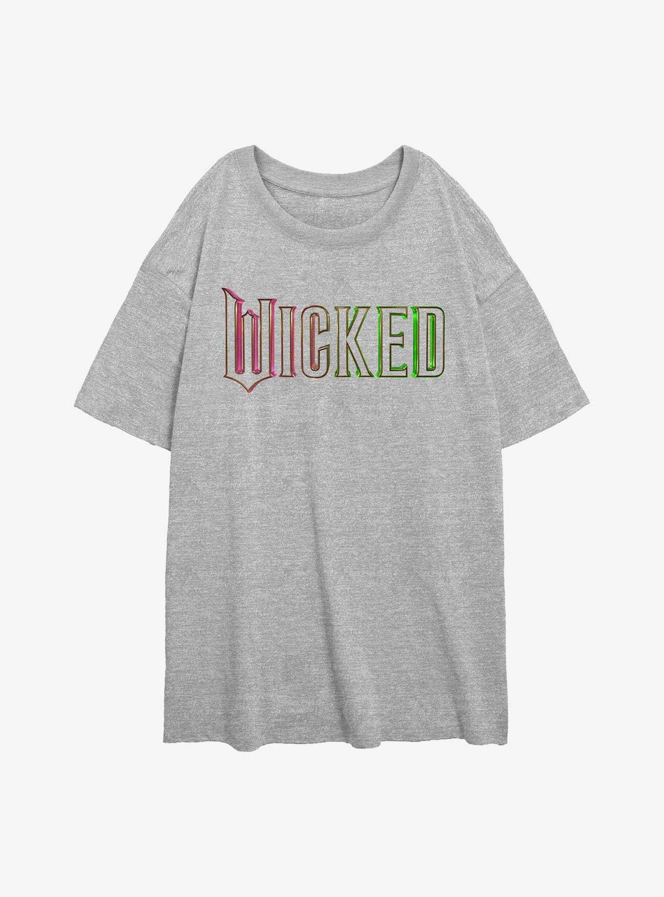 Wicked Pink And Green Logo Girls Oversized T-Shirt, ATH HTR, hi-res