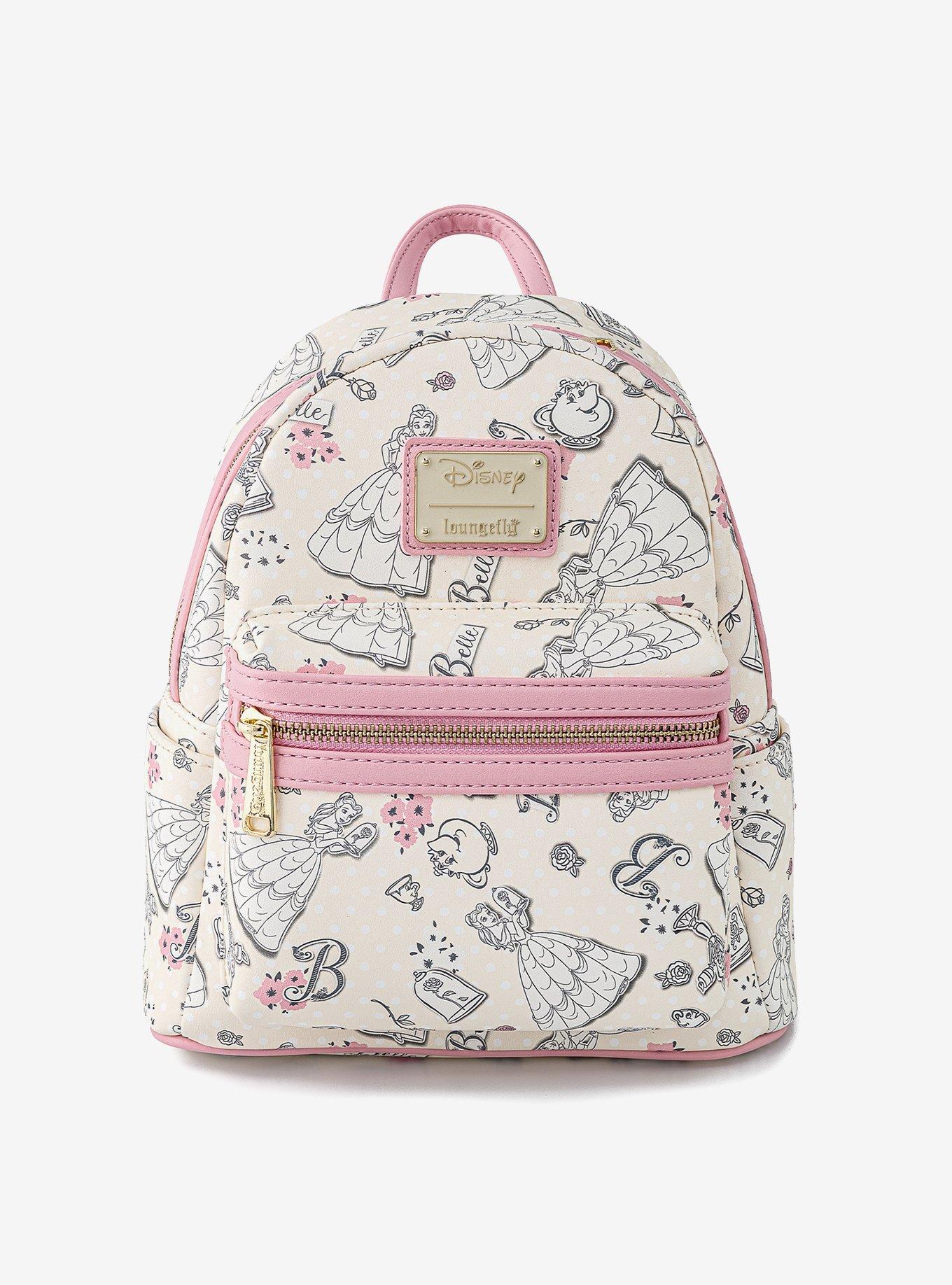 Loungefly Disney Beauty And The Beast Pink Line Art Mini Backpack, , hi-res