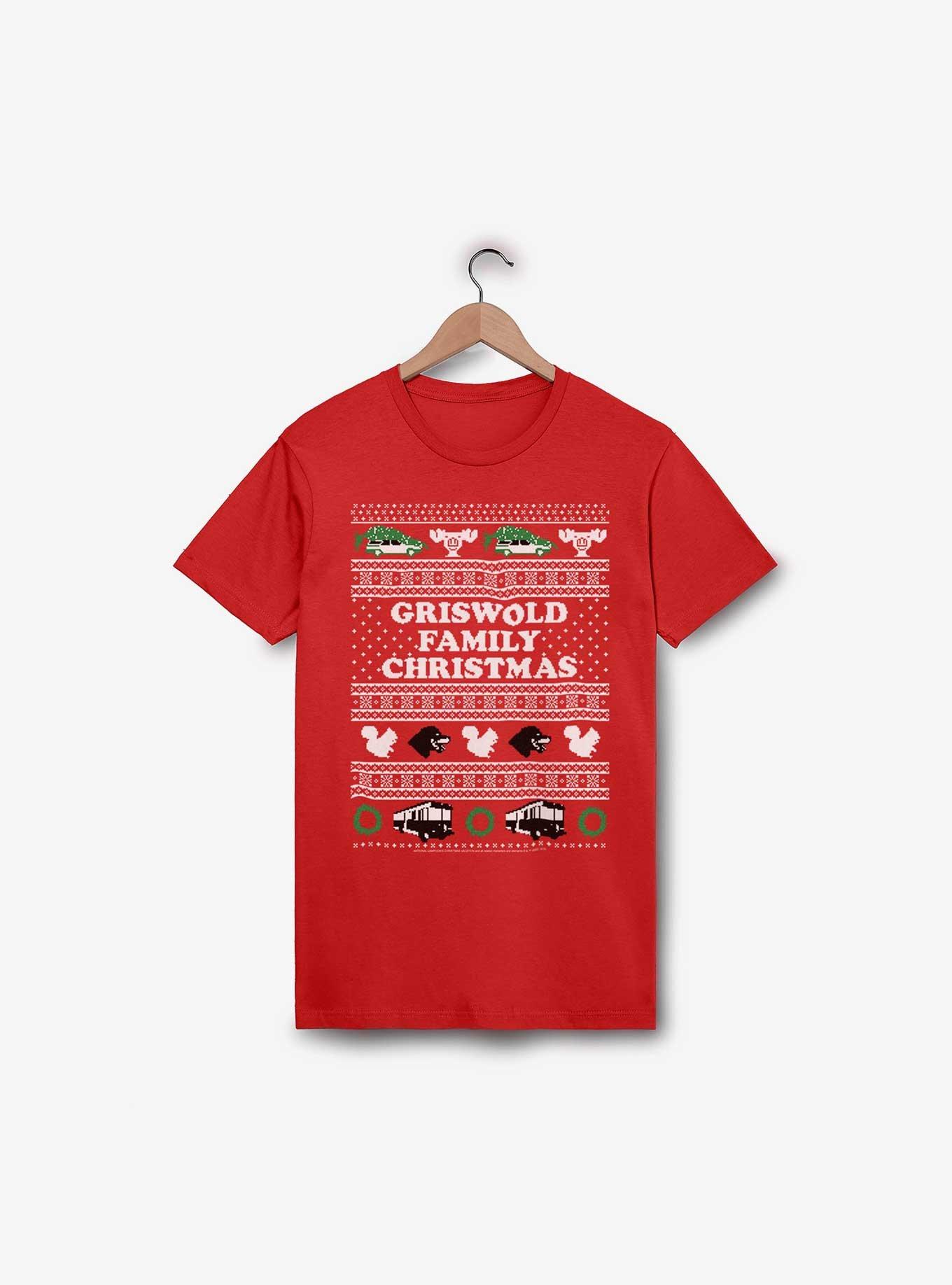 National Lampoon's Christmas Vacation Griswold Family Christmas Ugly Sweater Pattern T-Shirt, RED, hi-res