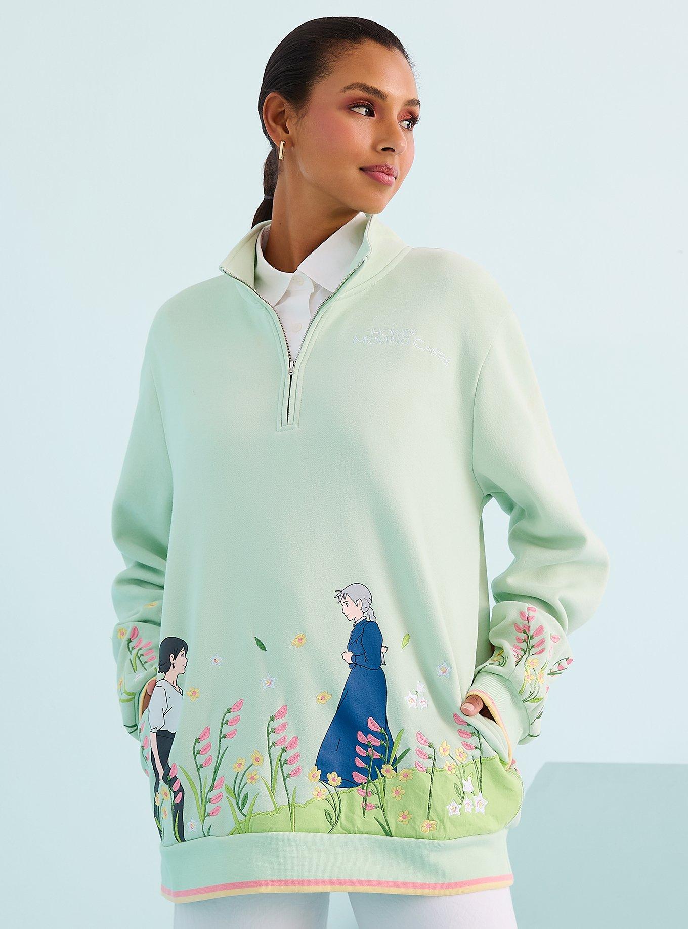 Studio Ghibli® Howl's Moving Castle Howl & Sophie Meadow Scene Quarter Zip Crewneck - BoxLunch Exclusive, , hi-res