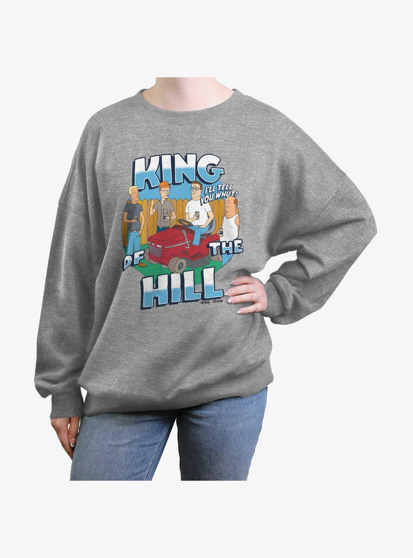King of the Hill Whut Girls Oversized Sweatshirt, HEATHER GR, hi-res