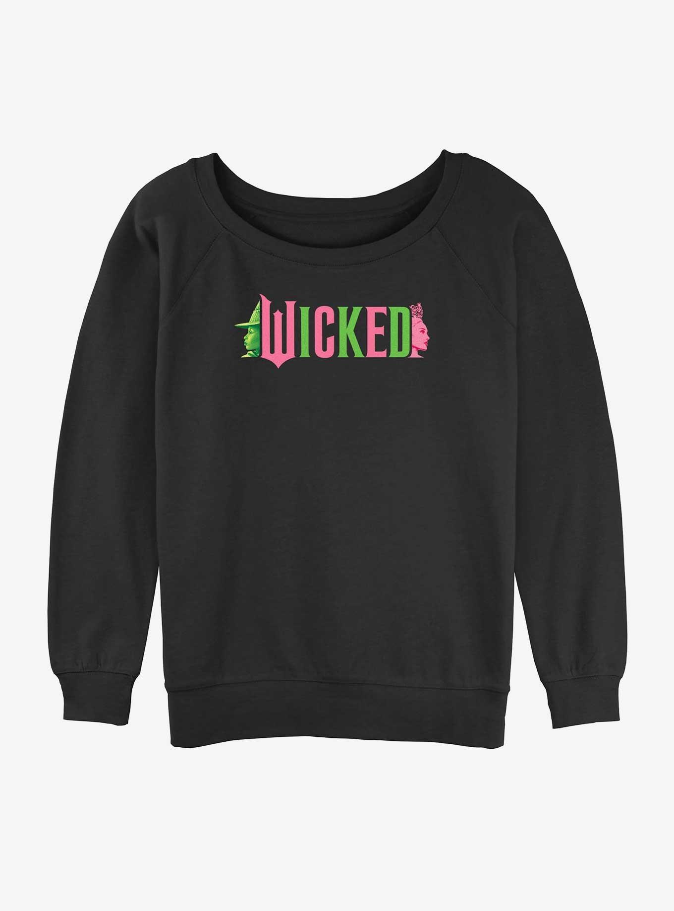 Wicked Elphaba and Glinda Silhouettes Logo Girls Slouchy Sweatshirt, , hi-res