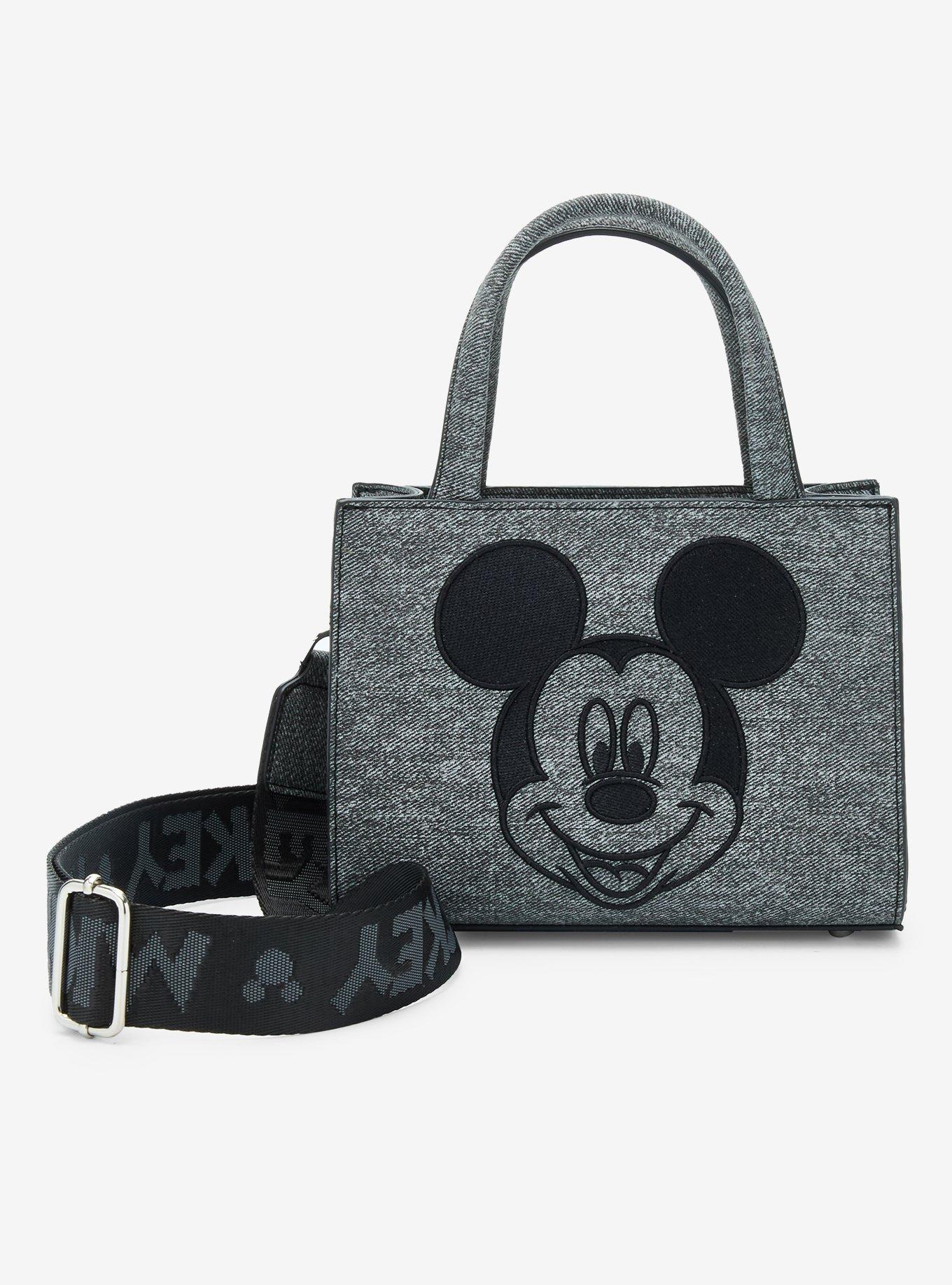 Loungefly Disney Mickey Mouse Gray Denim Convertible Crossbody — BoxLunch Exclusive, , hi-res