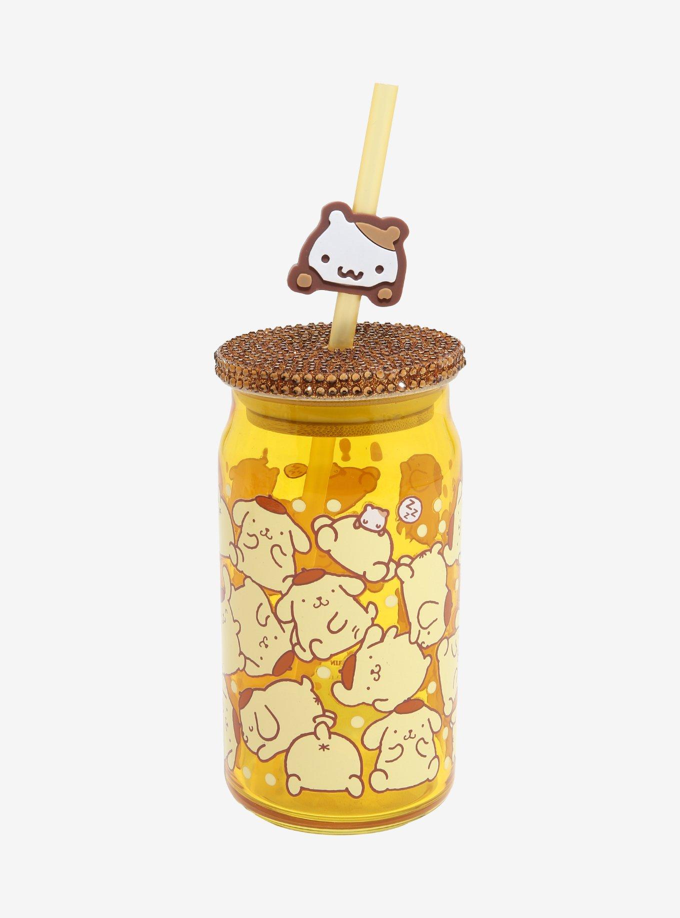 Sanrio Pompompurin Rhinestone Tumbler with Straw Charm — BoxLunch Exclusive, , hi-res