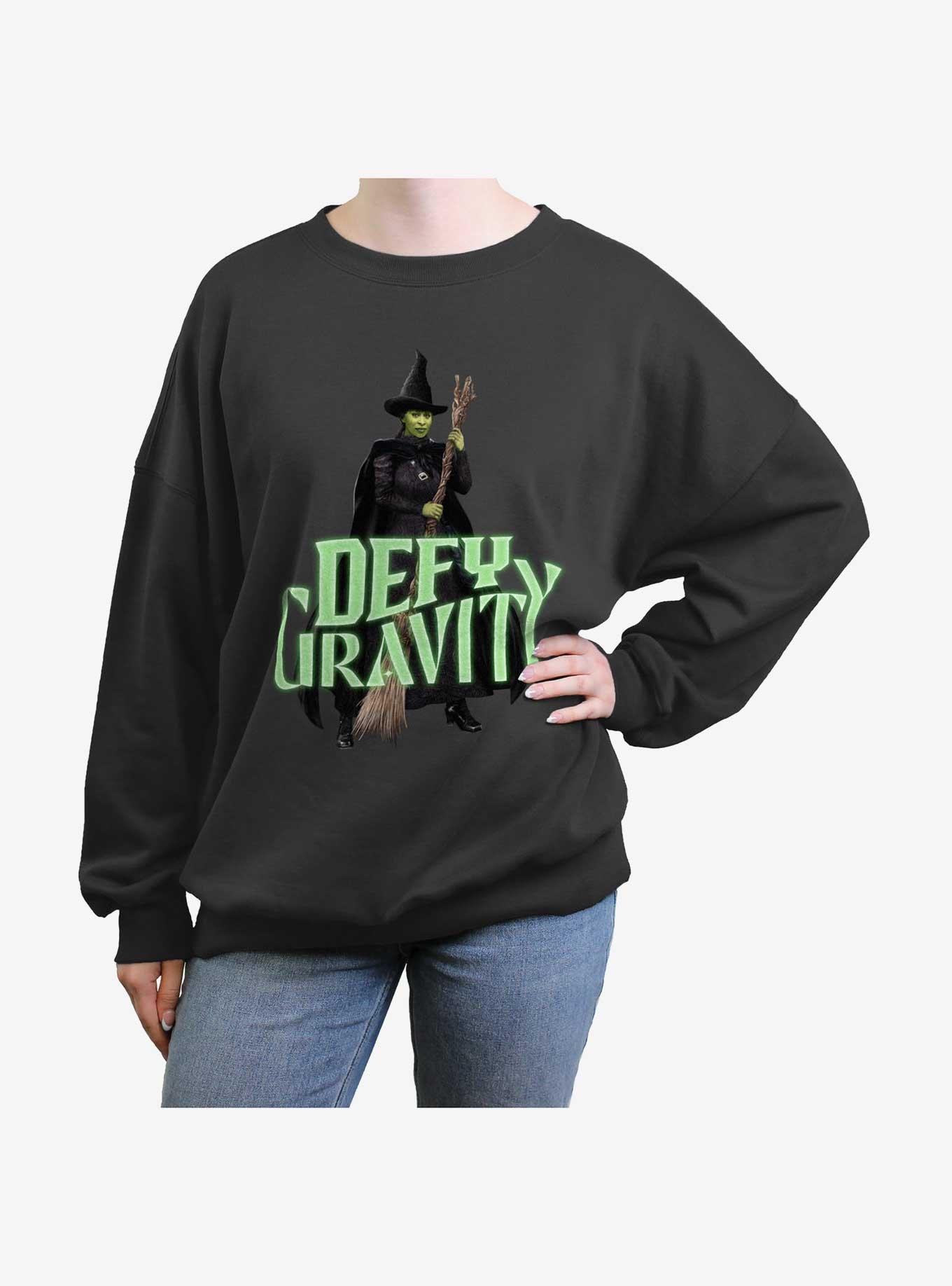 Wicked Elphaba Defy Gravity Womens Oversized Sweatshirt, CHARCOAL, hi-res