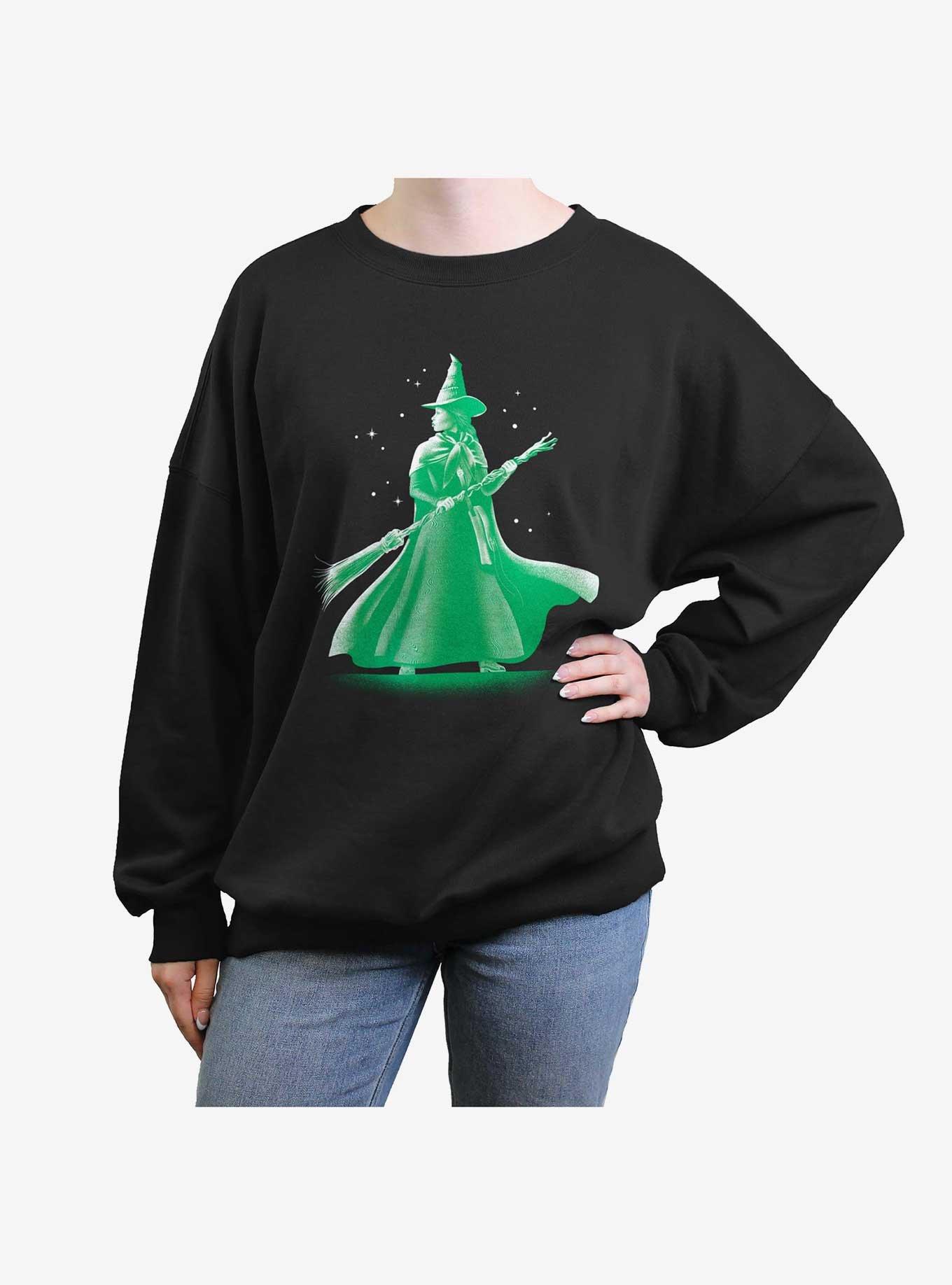 Wicked Elphaba Witch Womens Oversized Sweatshirt, BLACK, hi-res