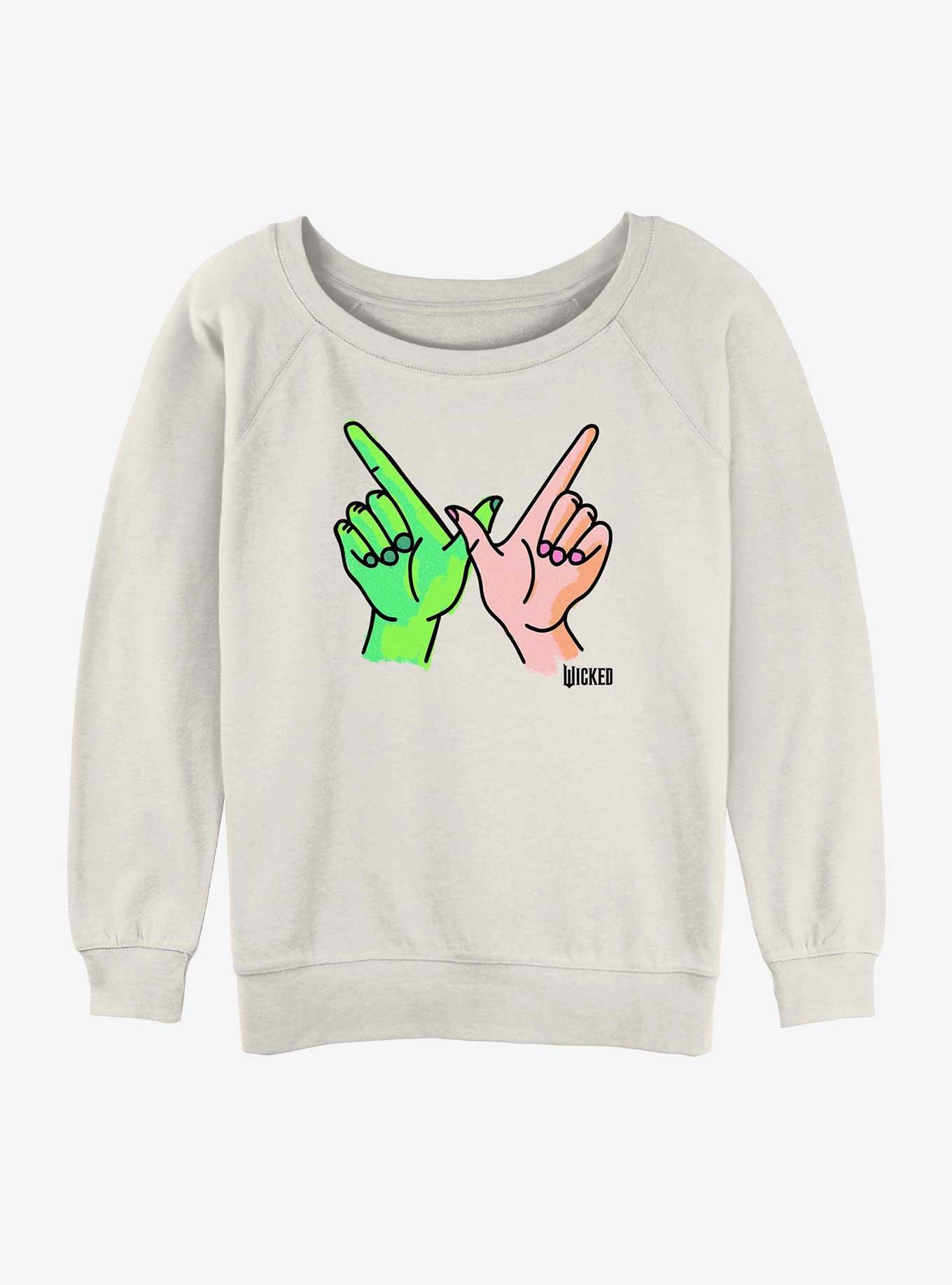 Wicked W Hands Womens Slouchy Sweatshirt, EGRET, hi-res