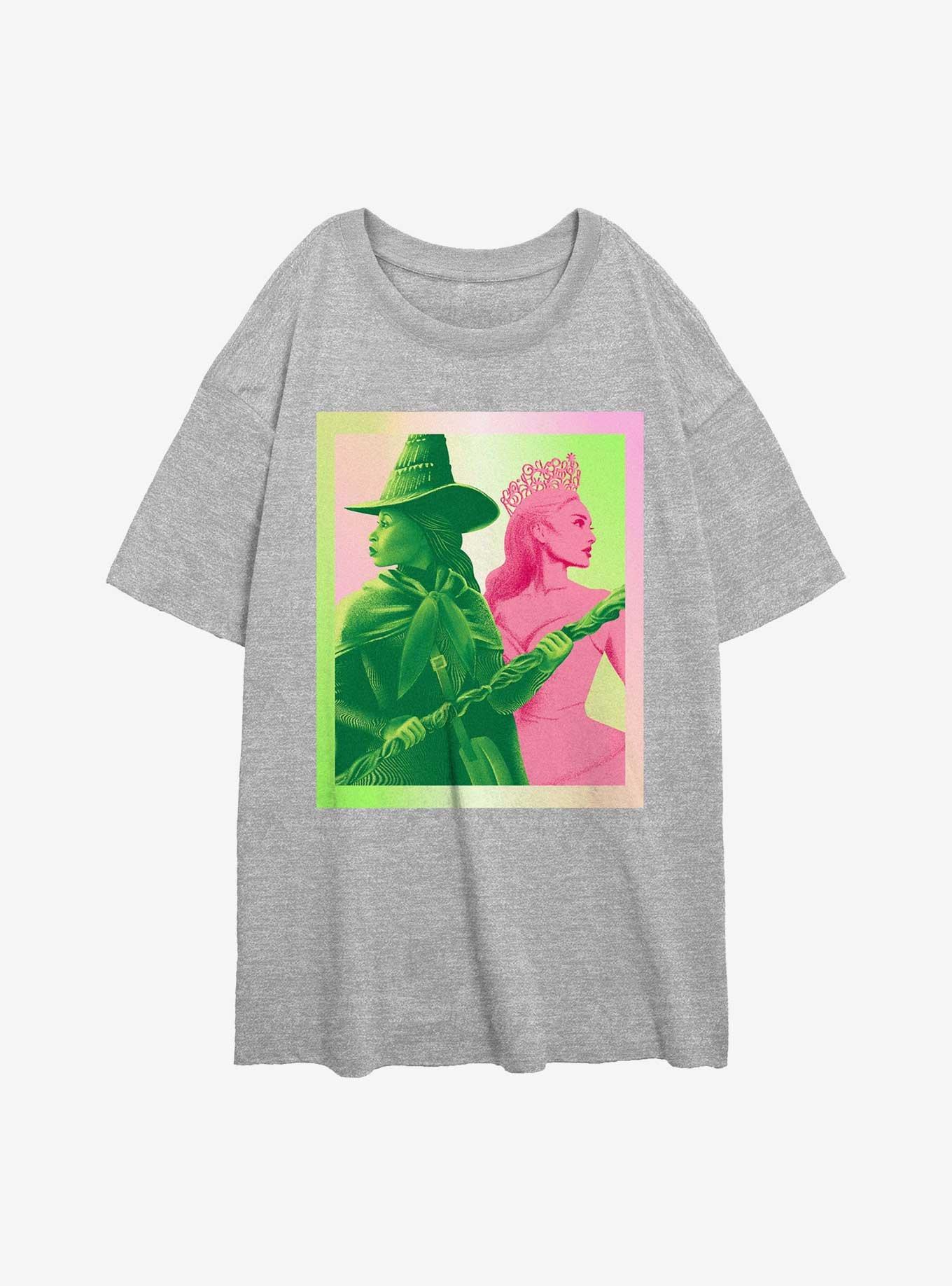 Wicked Elphaba And Glinda Womens Oversized T-Shirt, ATH HTR, hi-res