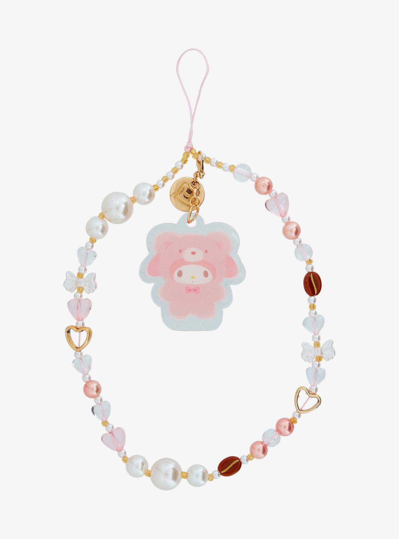 My Melody Latte Bear Beaded Phone Charm, , hi-res