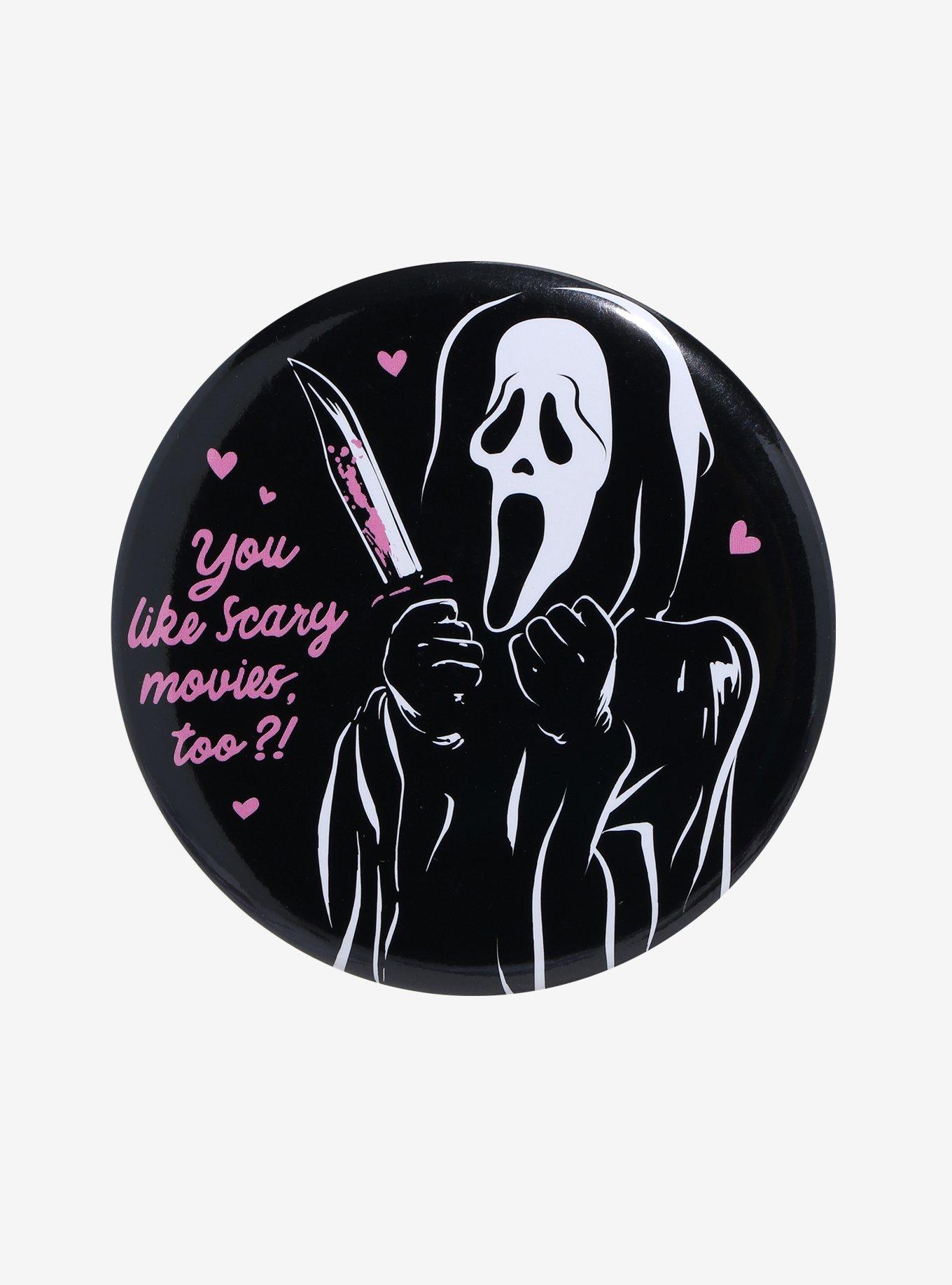 Ghost Face Scary Movies Hearts 3 Inch Button, , hi-res