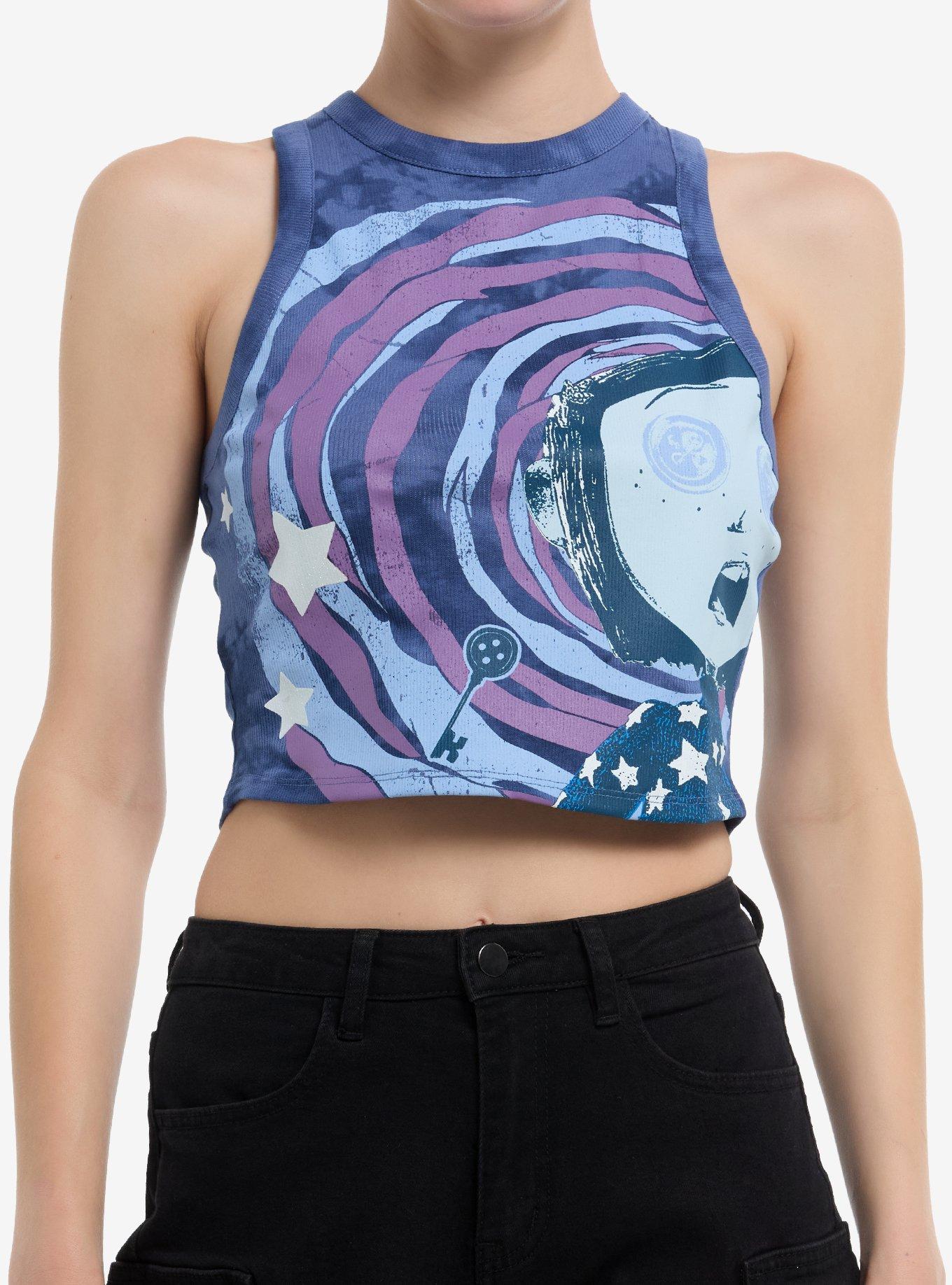 Coraline Spiral Glitter Star Tie-Dye Girls Crop Tank Top, , hi-res