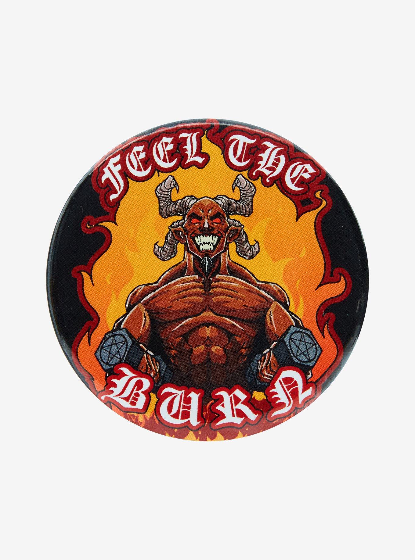 Feel The Burn Devil 3 Inch Button, , hi-res