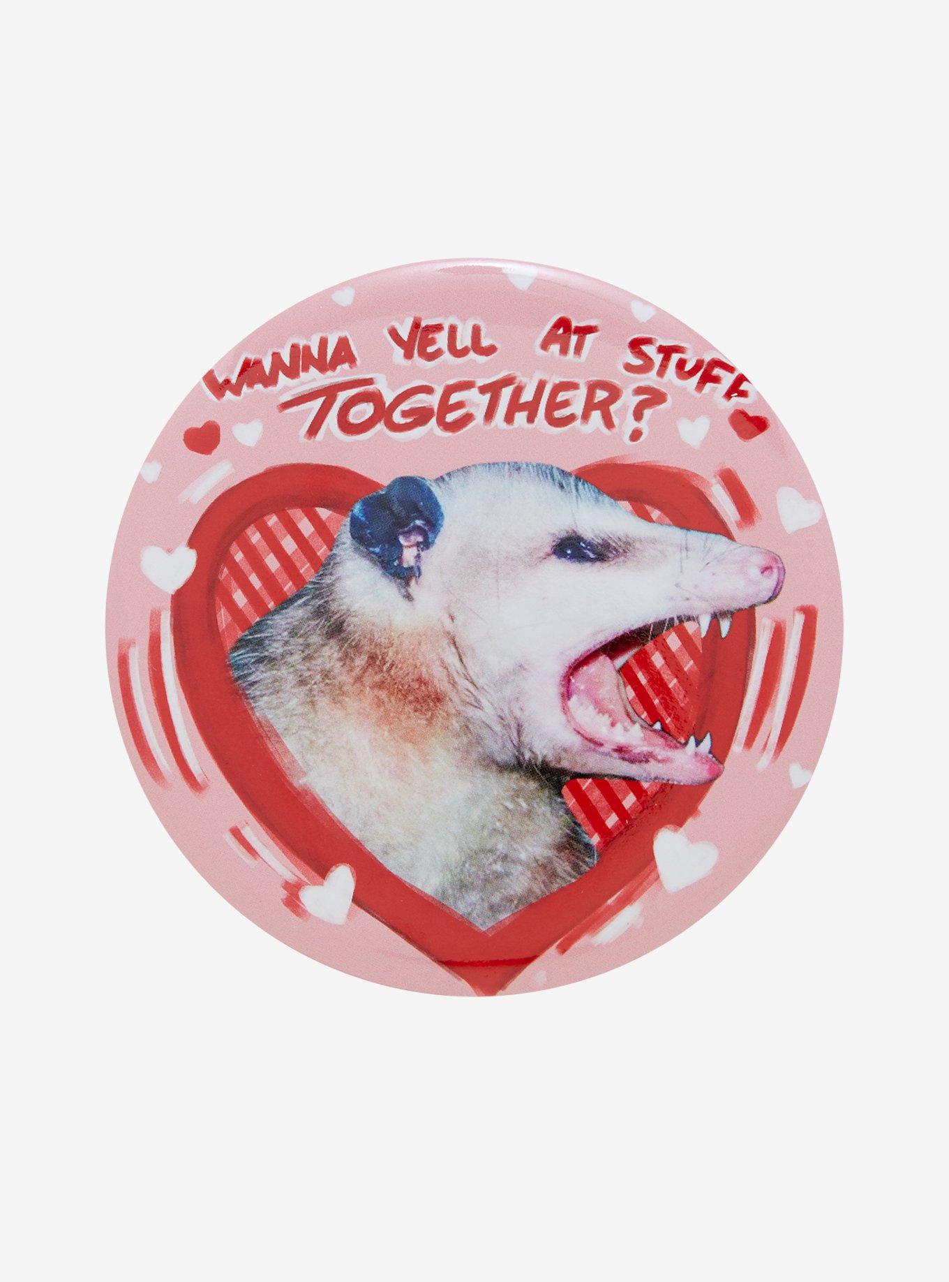 Yelling Possum Heart 3 Inch Button, , hi-res