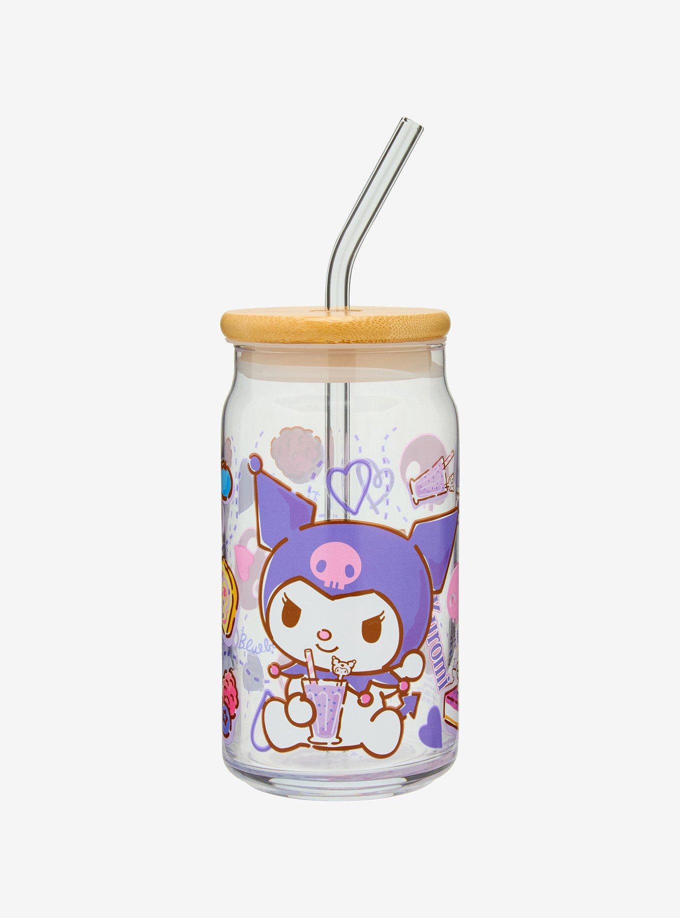 Sanrio Kuromi Treats Glass Cup With Straw — BoxLunch Exclusive, , hi-res