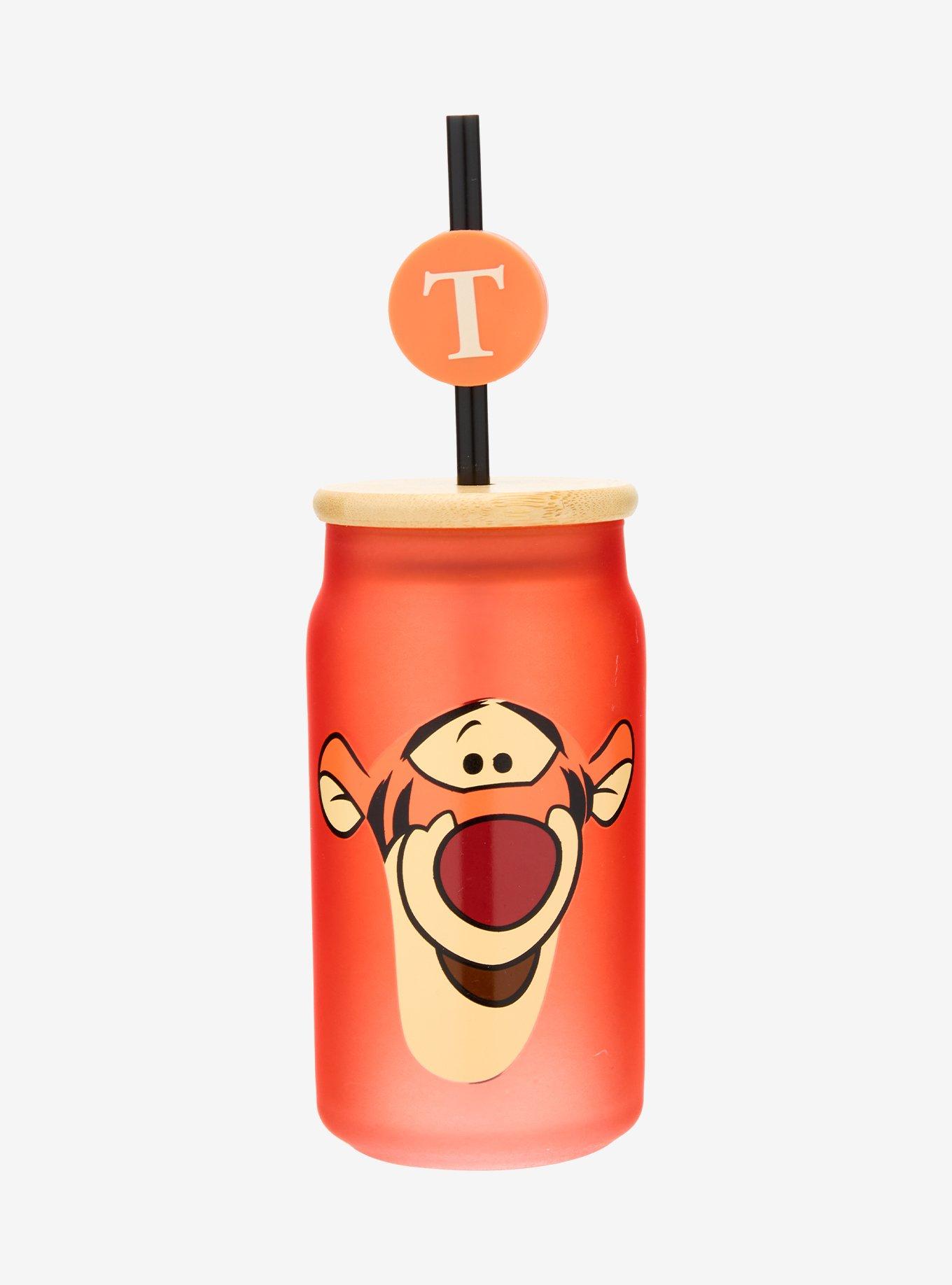Disney Winnie the Pooh Tigger Face Glass Cup with Straw - BoxLunch Exclusive, , hi-res